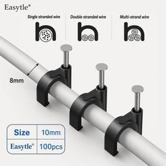 10mm black cable clips by Easytle