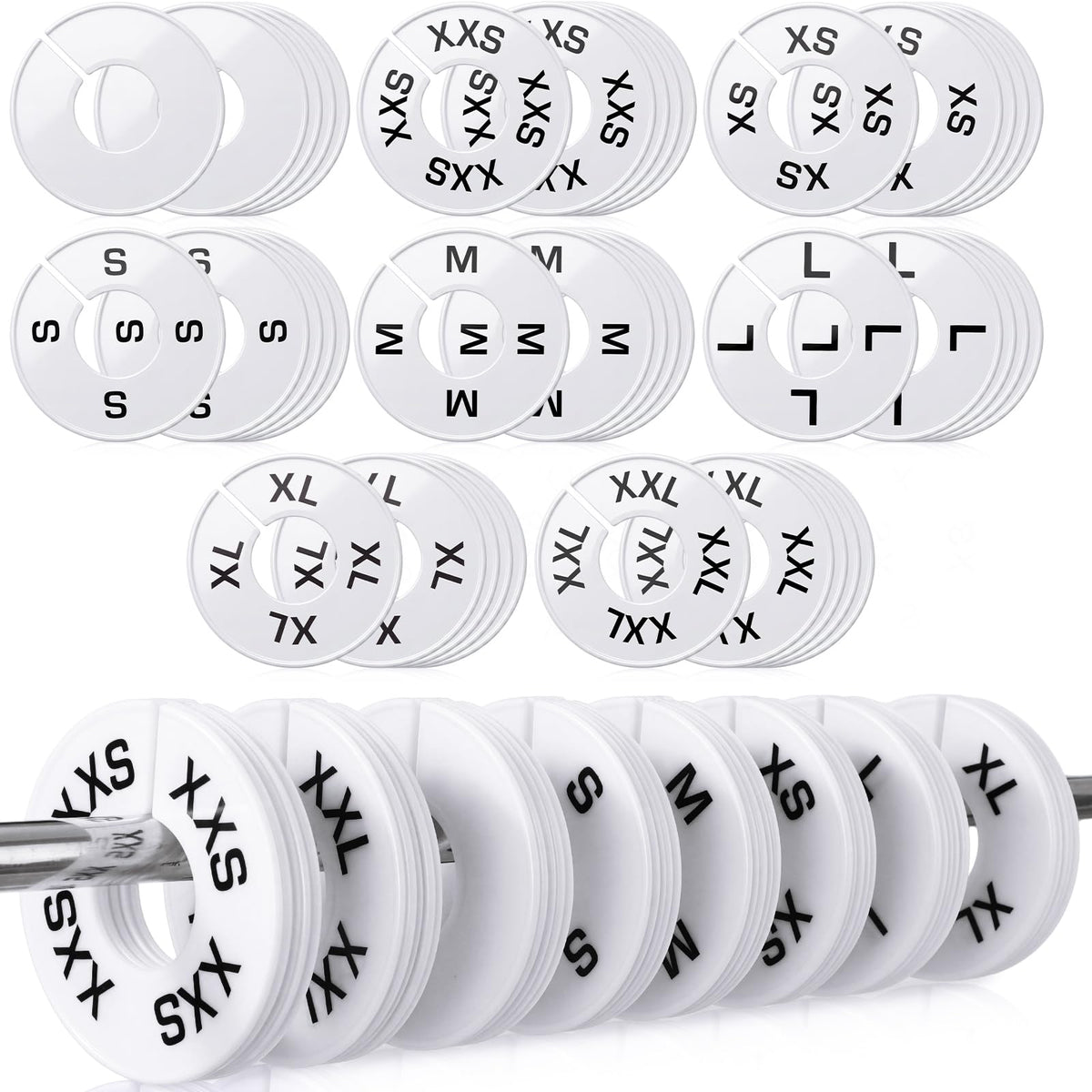 EBOOT 80 Pcs clothing size dividers set showing XXS to XXL