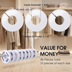 Round slit dividers for closet rods in white