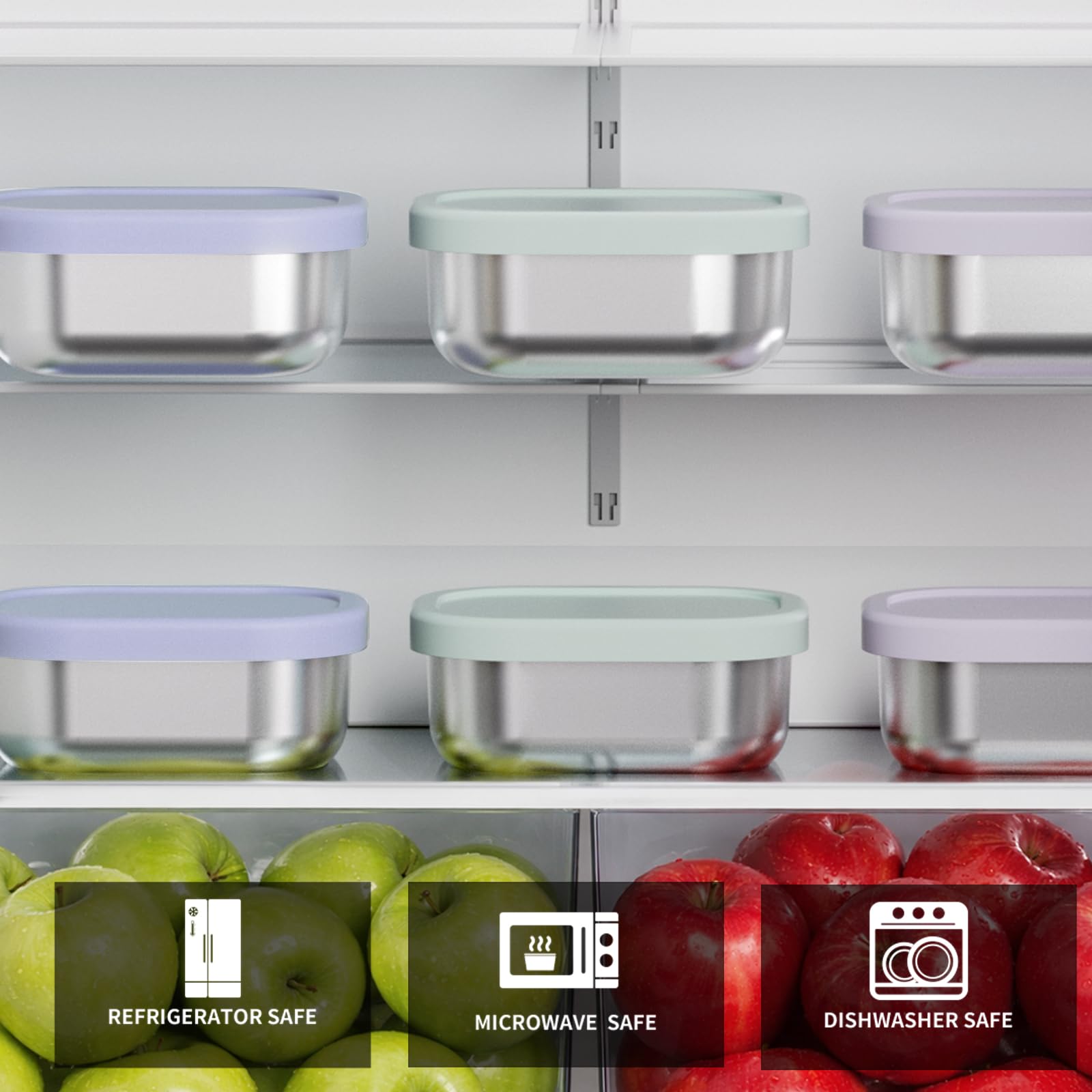 Dishwasher safe EC-Gaze stainless steel snack containers
