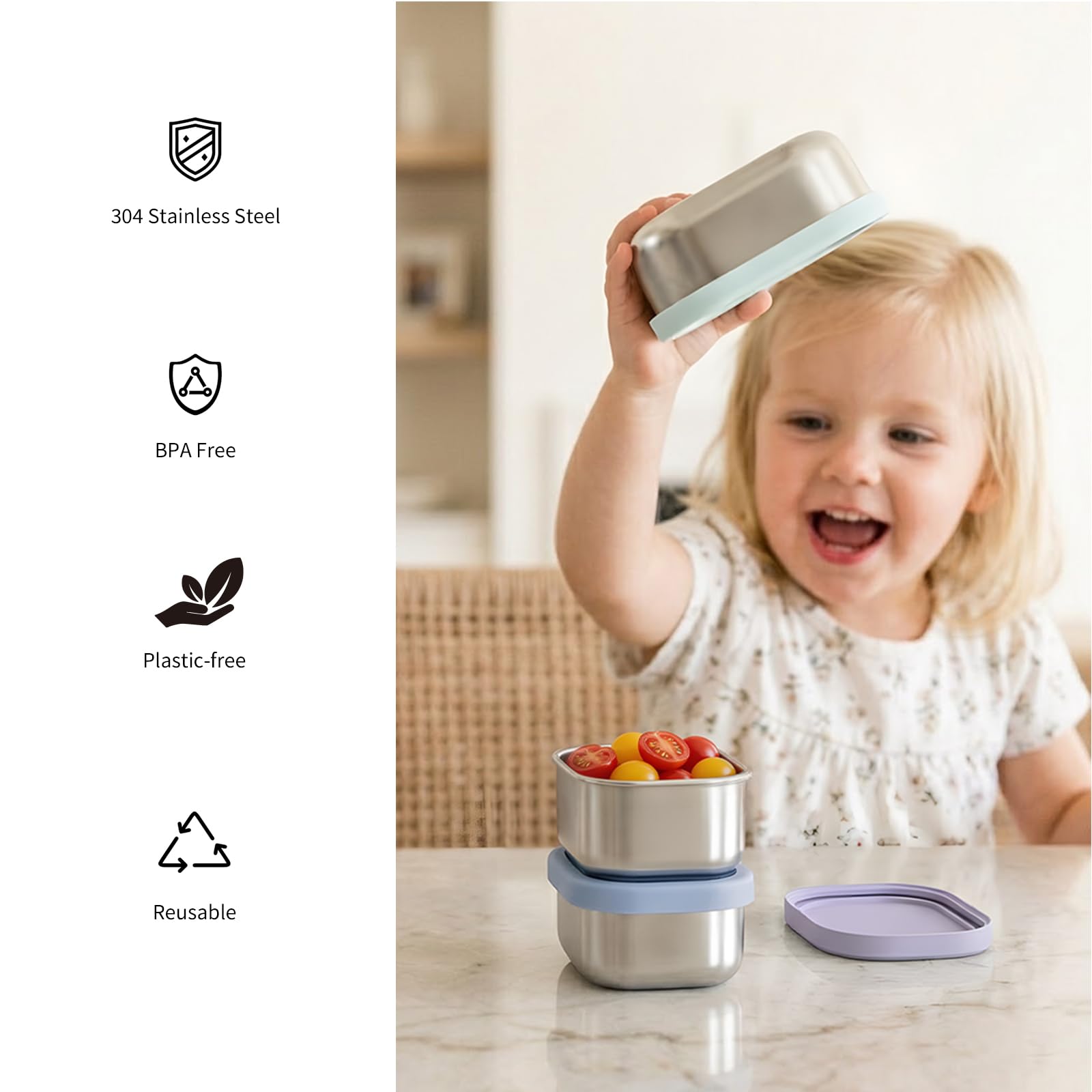 Plastic-free stainless steel snack containers by EC-Gaze