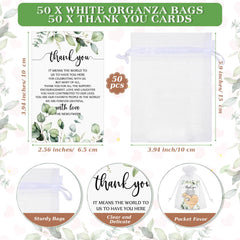 thank you cards and organza bags included