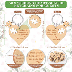 wood heart puzzle keychains with thank you cards