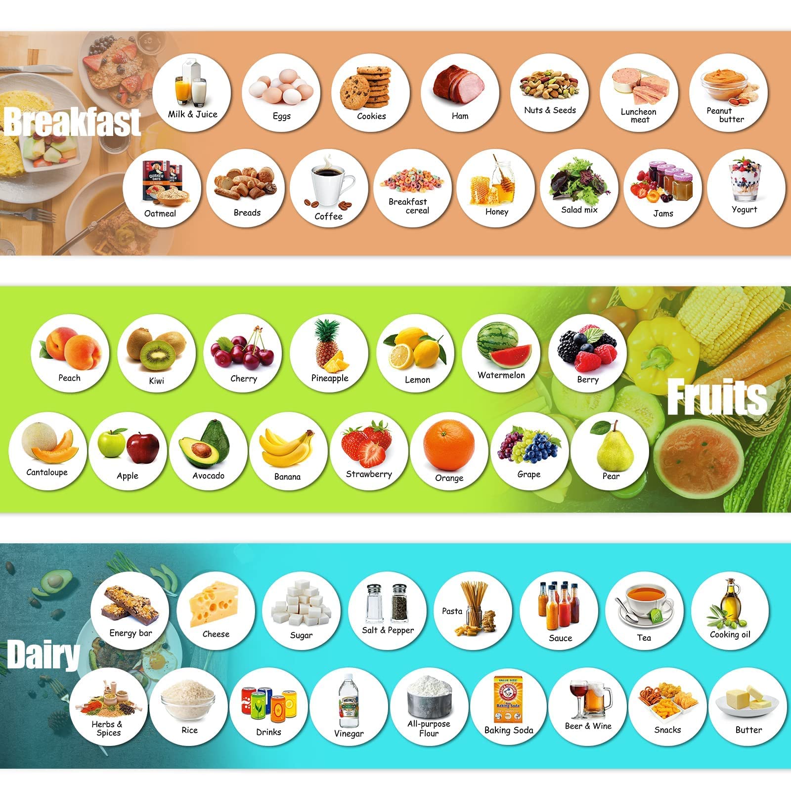 Eco friendly visual shopping list magnets for fridge