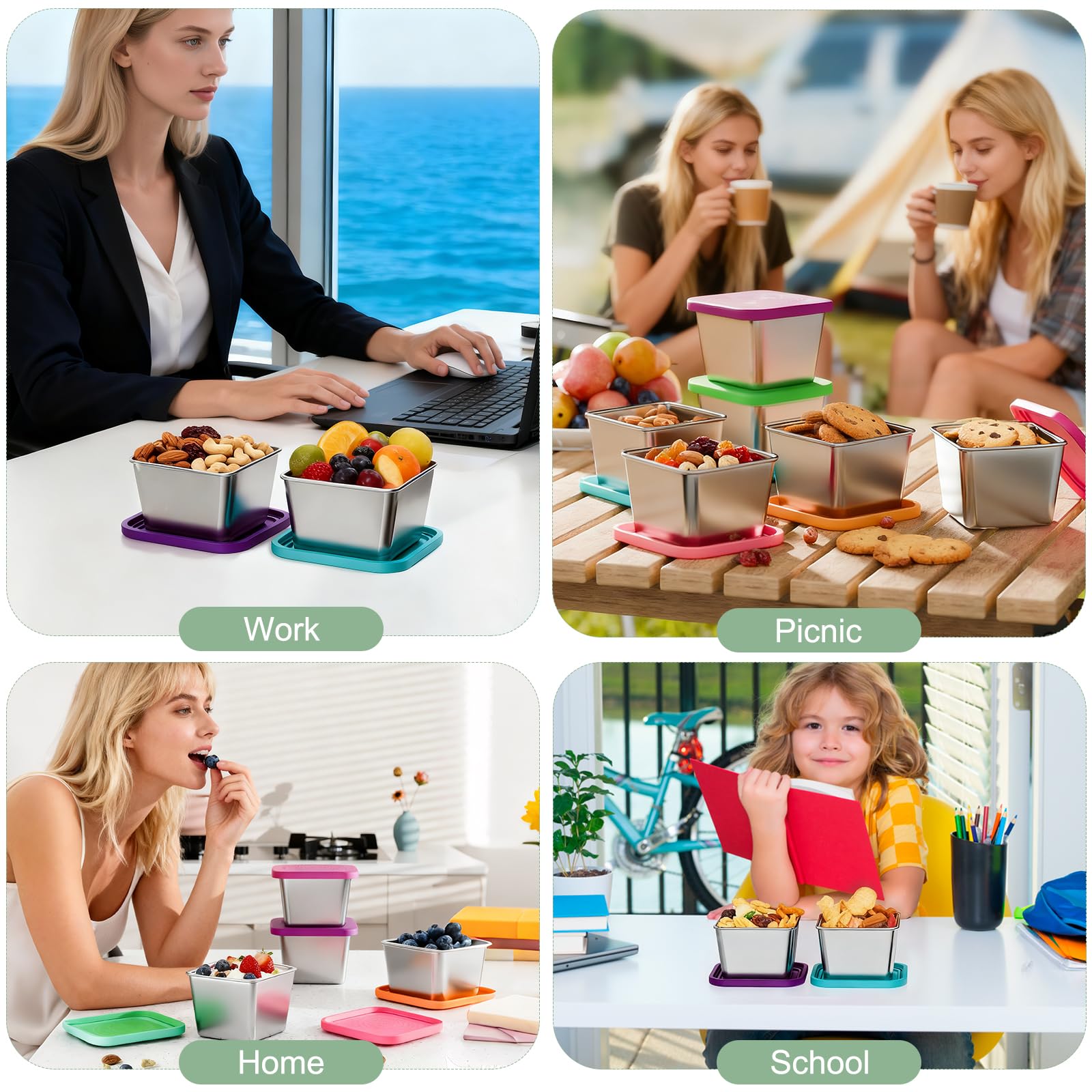 eco-friendly reusable snack containers for school and home