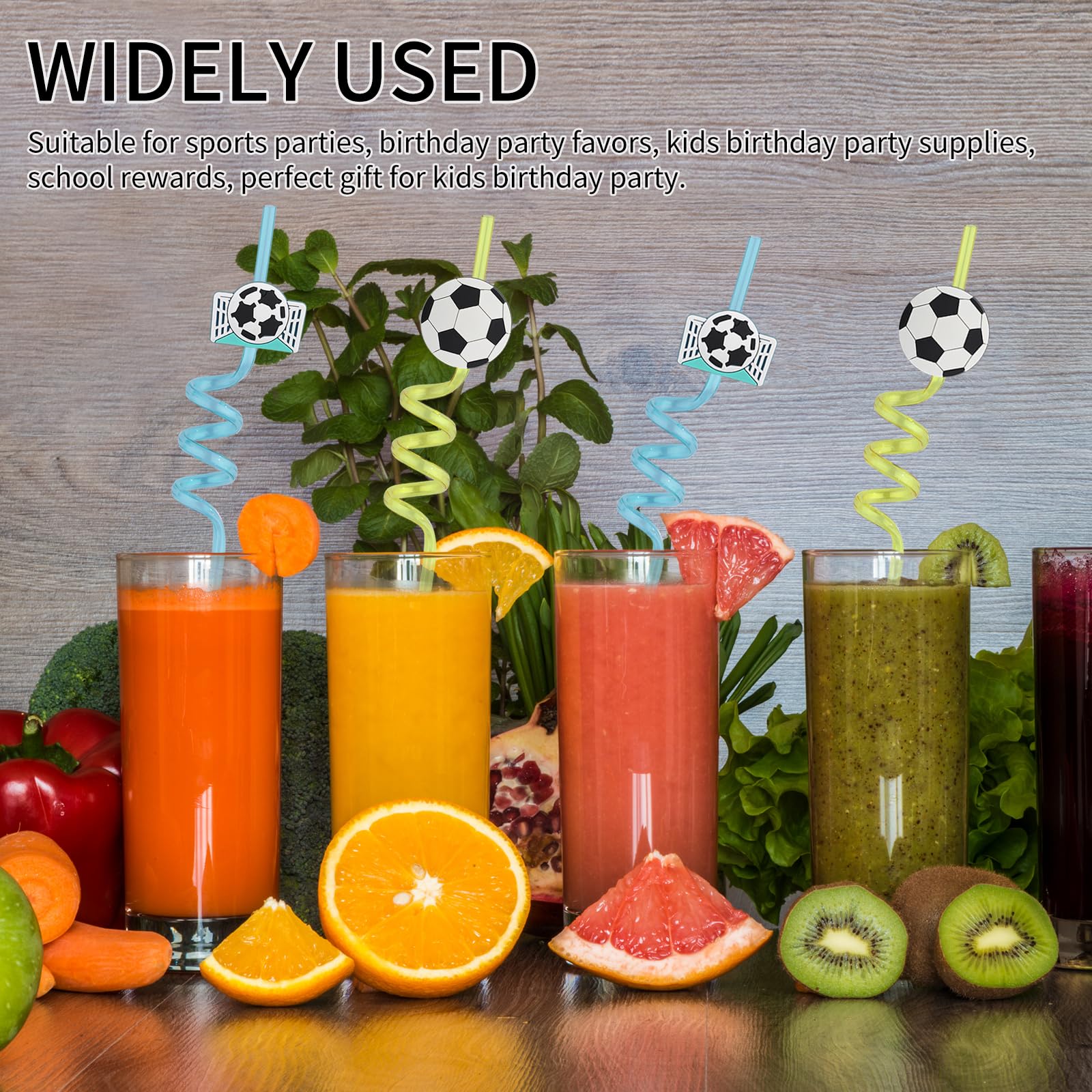 Eco-friendly reusable straw set for football party decor