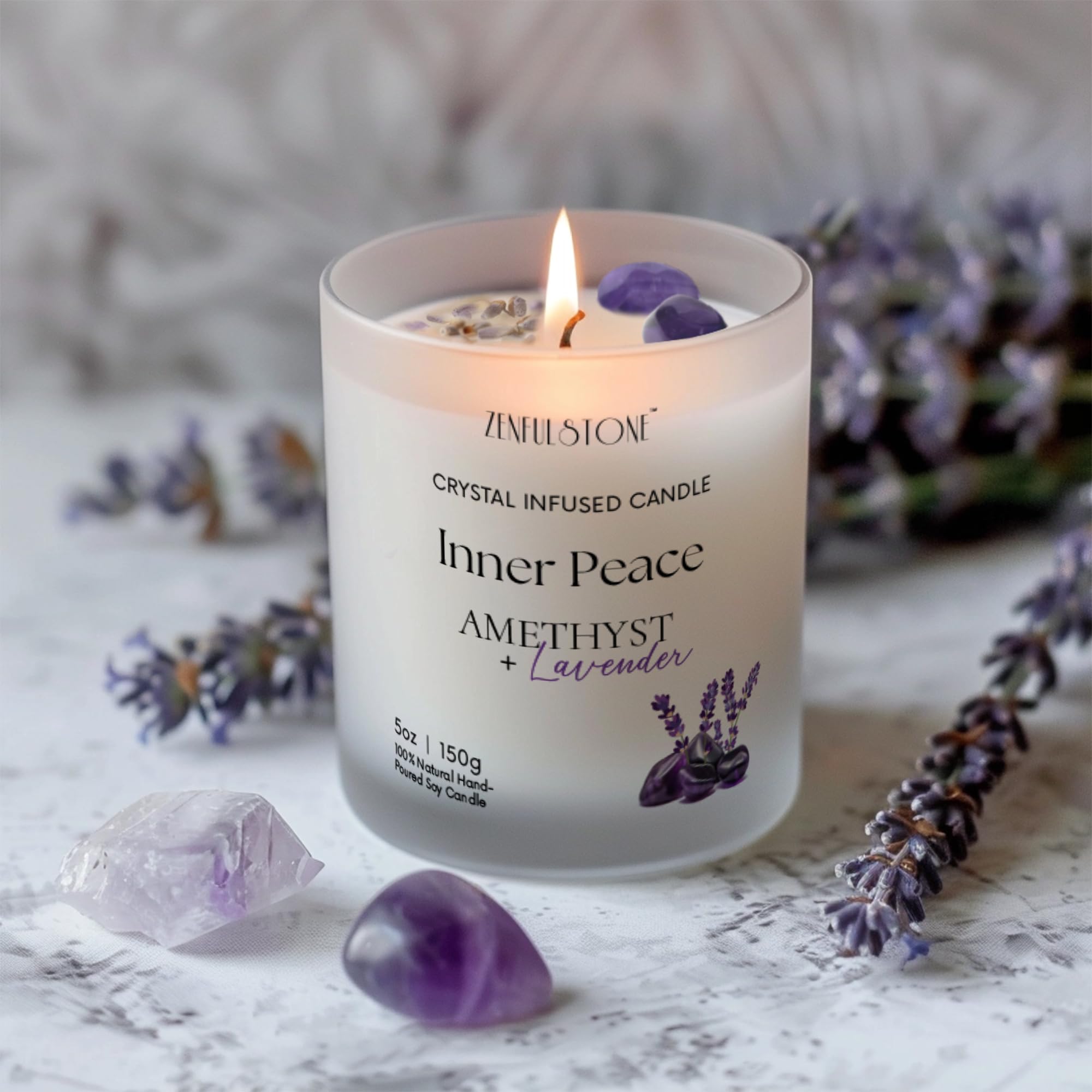 Eco-friendly soy wax lavender candle for calm ambiance