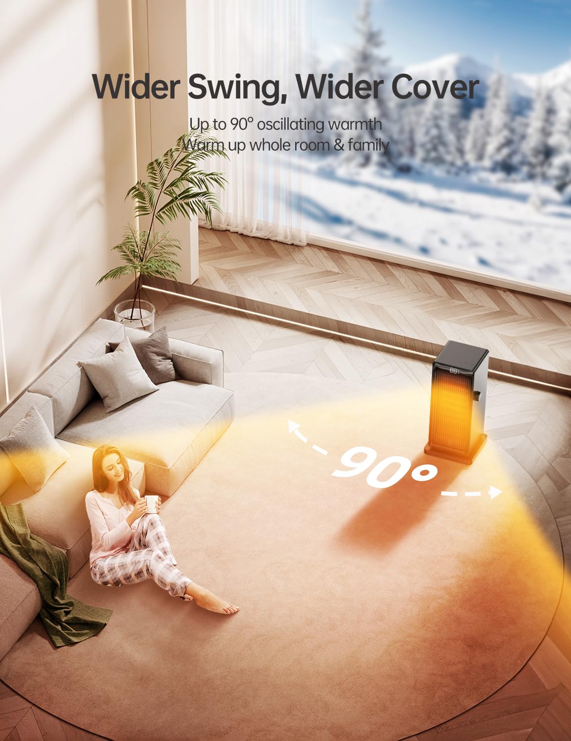 ECO mode thermostat 59-95°F maintains temperature