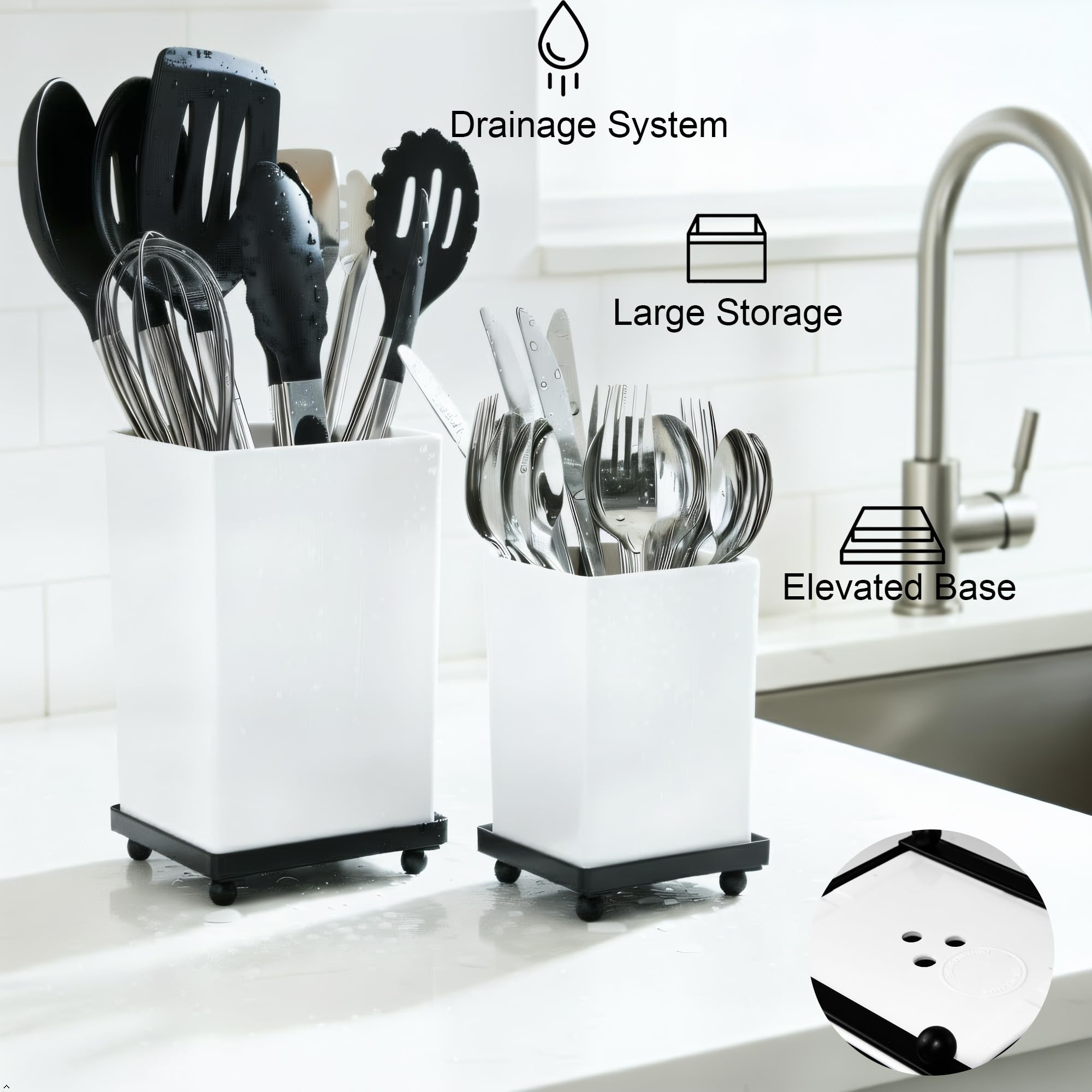 Small bin of ECOIOU tiered utensil holder 4.7 inch