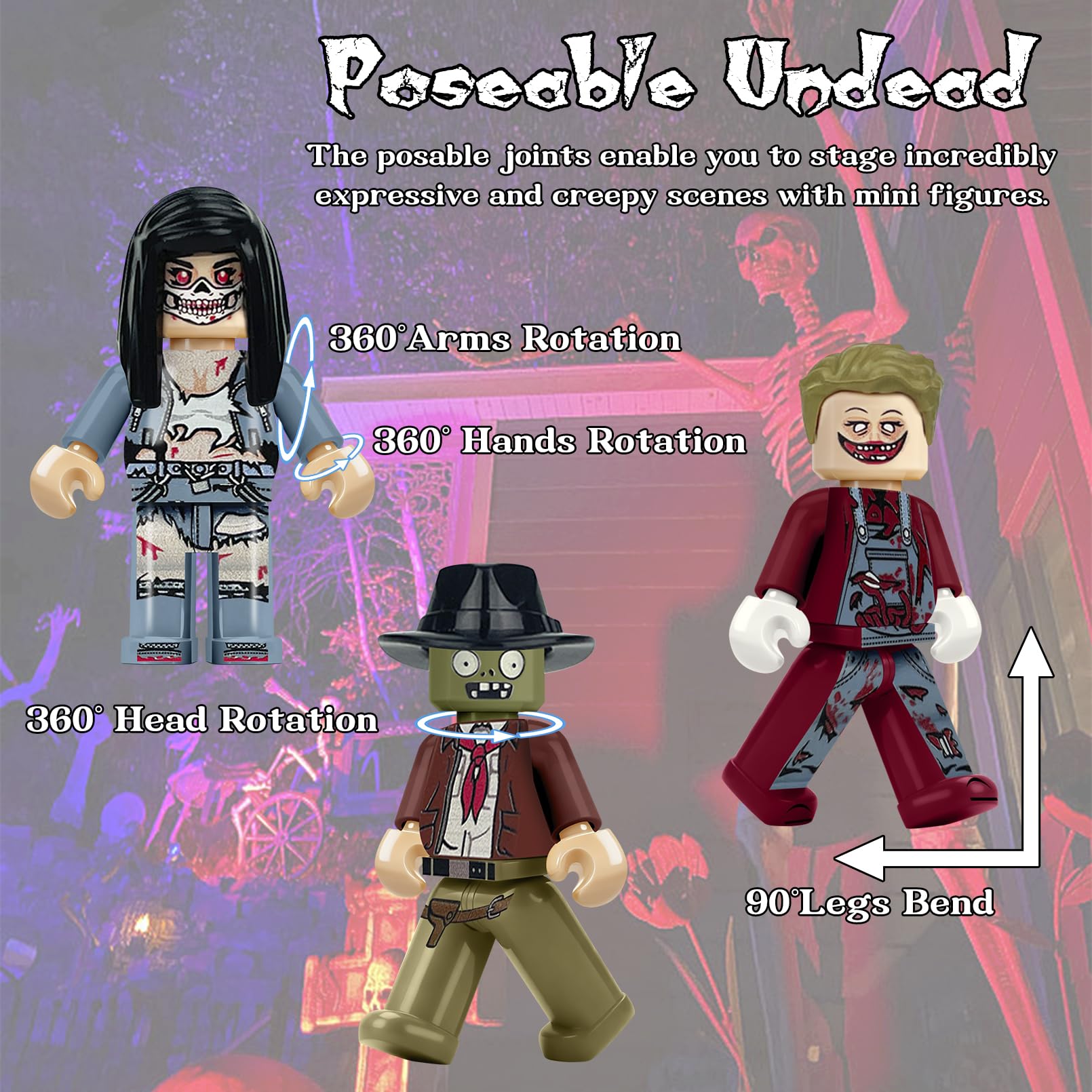 poseable zombie minifigures articulation close up