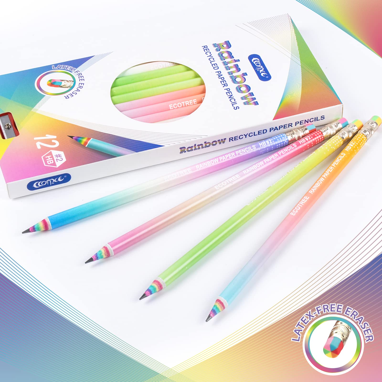 Colorful ECOTREE pencils for home work and office