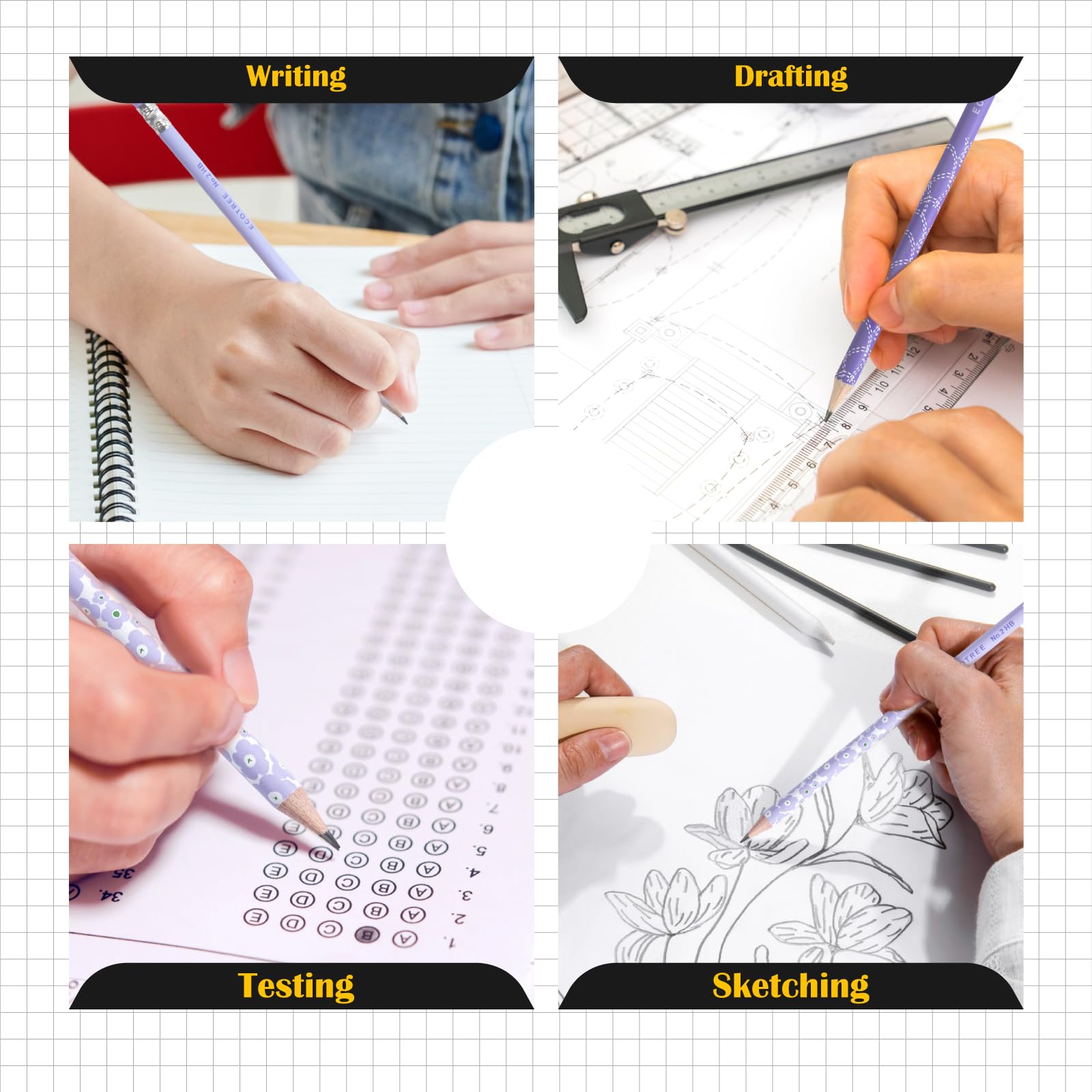 Smooth writing graphite pencils suitable for school and office