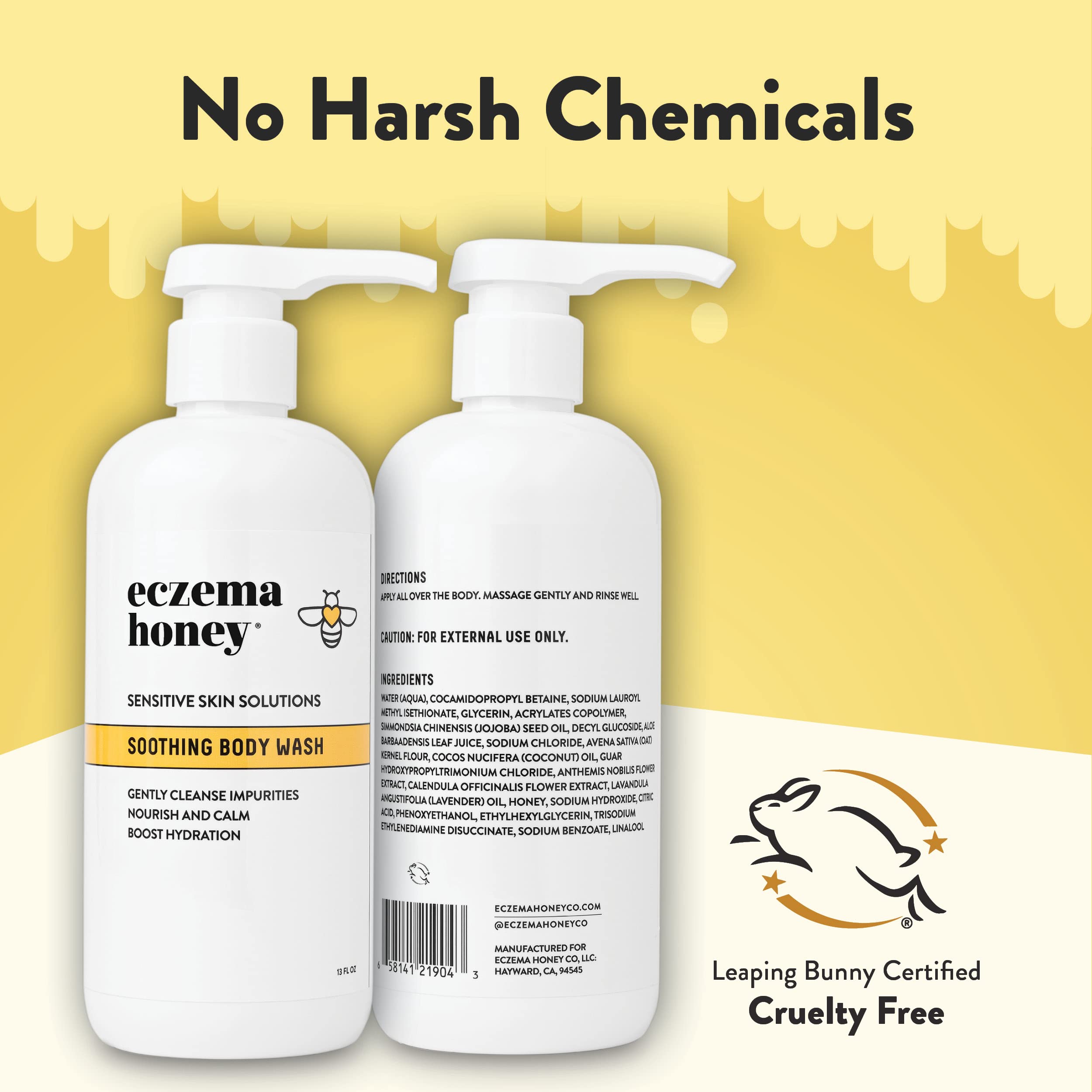 Calendula extract and honey in eczema care body wash