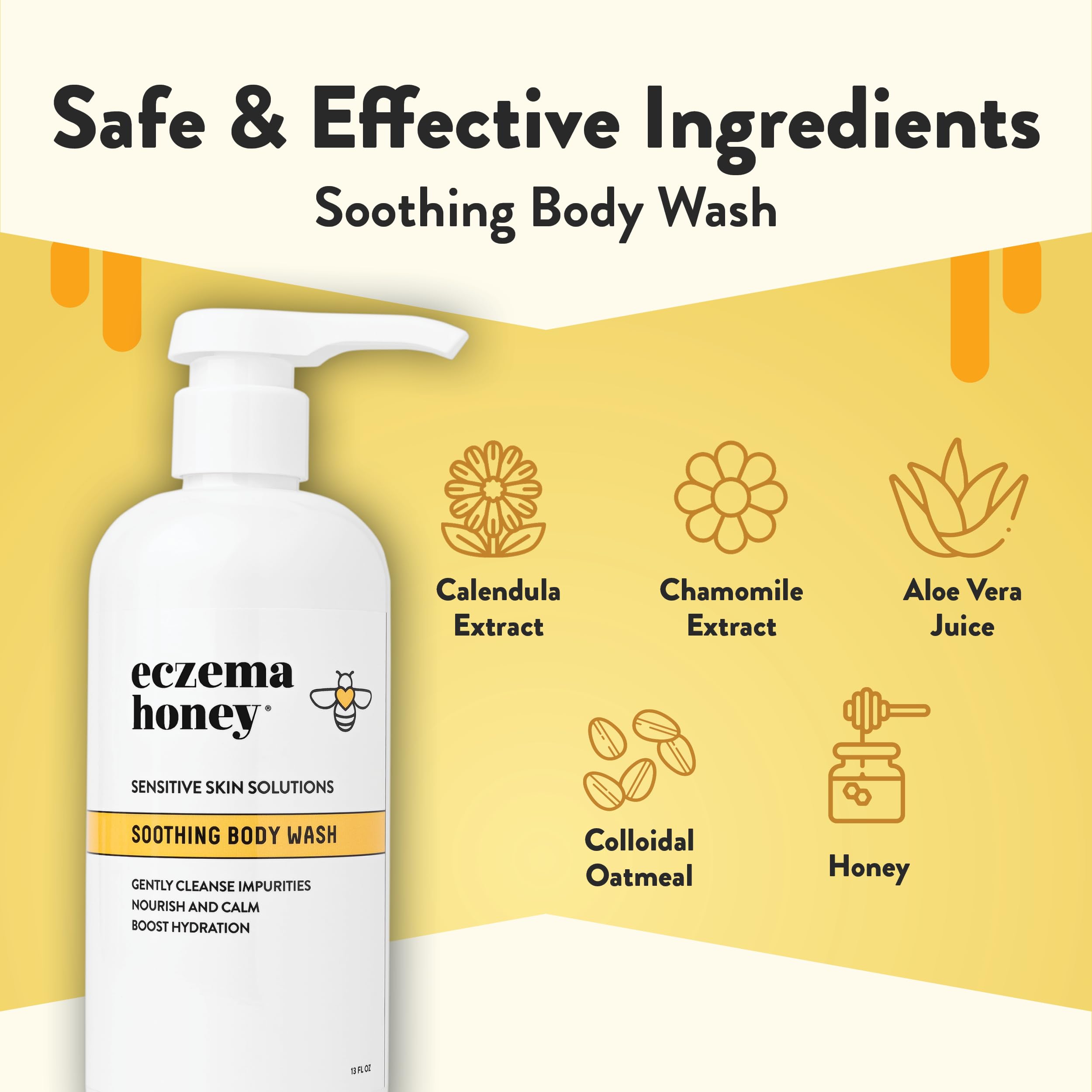 Eczema Honey Soothing Body Wash packaging for daily shower gel