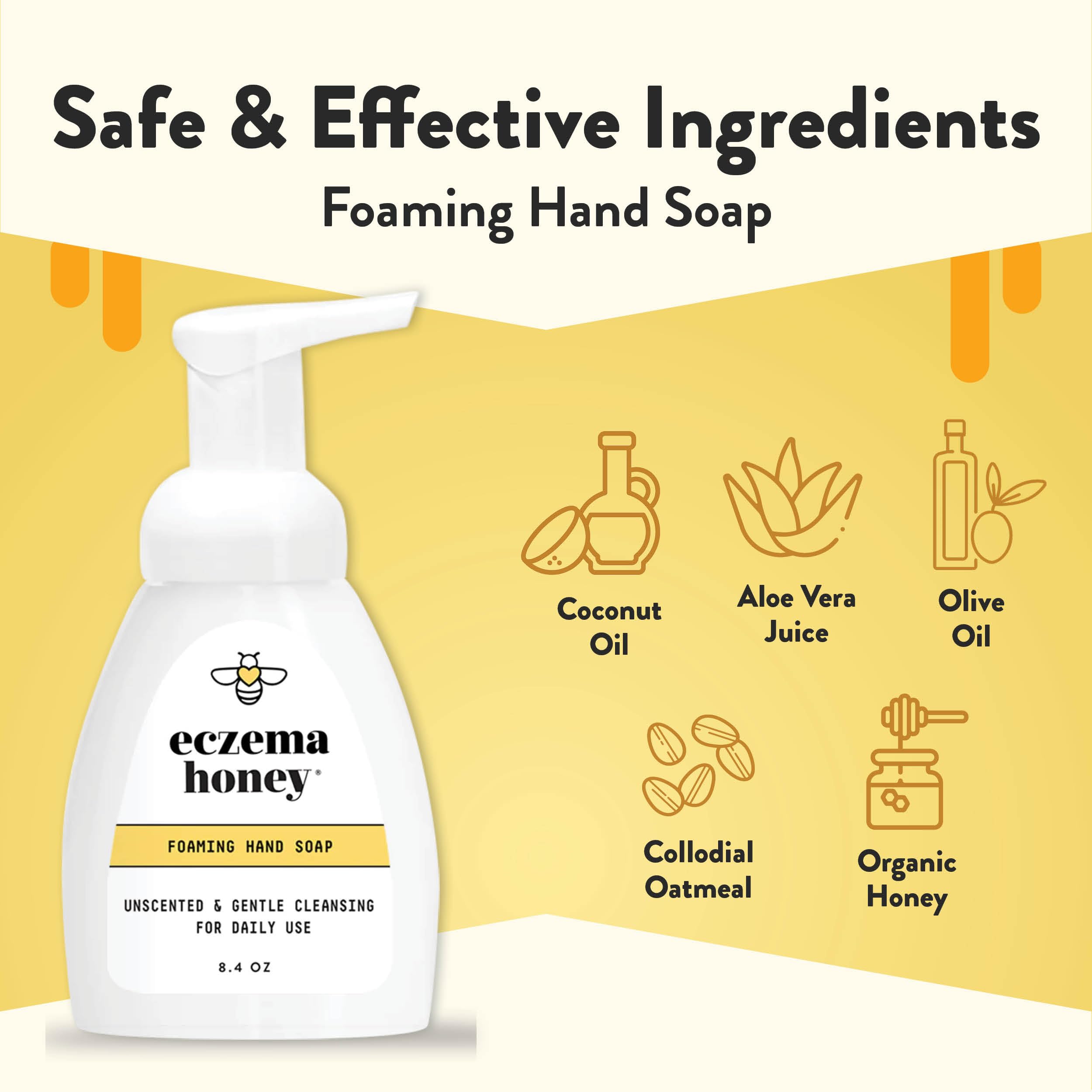 Unscented non-toxic hand soap by ECZEMA HONEY for eczema care