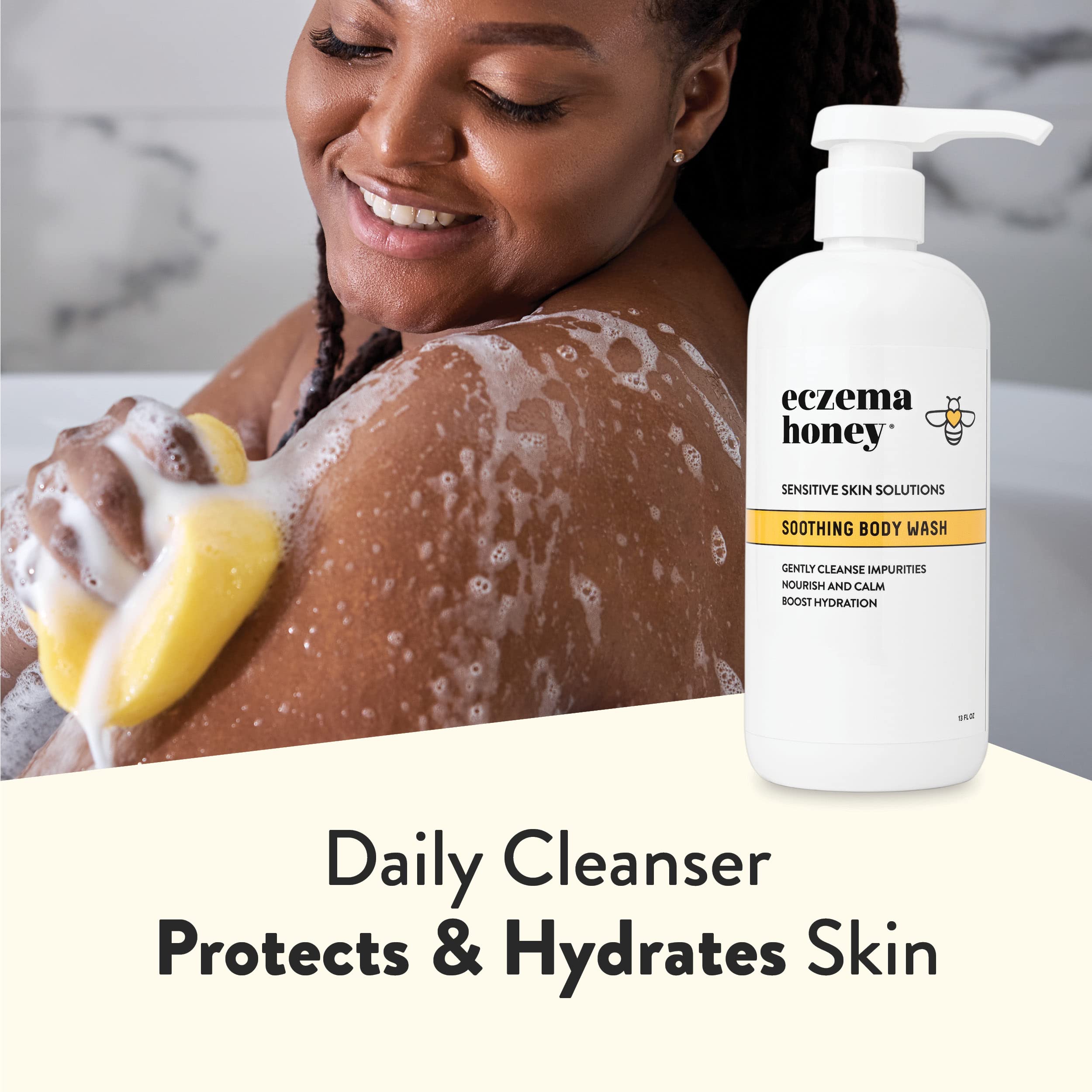 Hydrating eczema care body wash for adults and kids