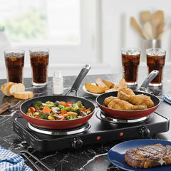 EDB-302BF countertop burner with 6.5-inch and 5-inch cast iron plates