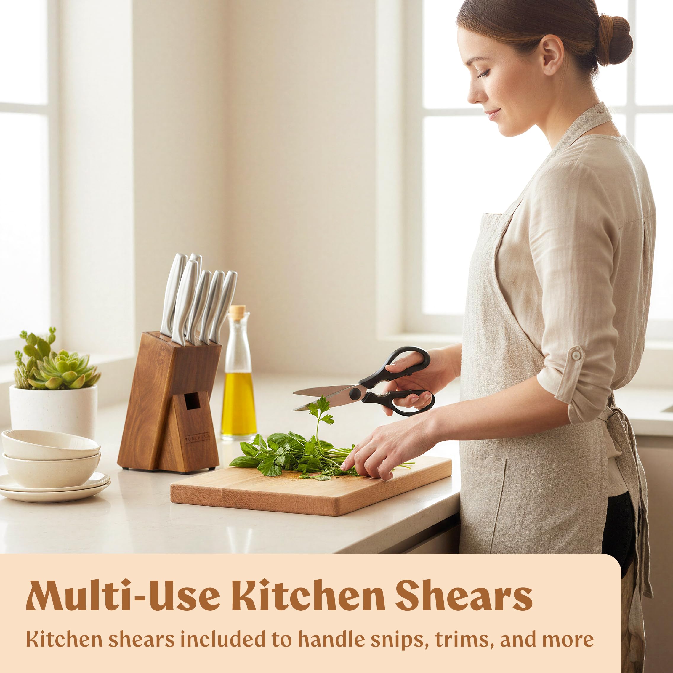 9-piece kitchen knife set includes chef and santoku by EDELHAUS