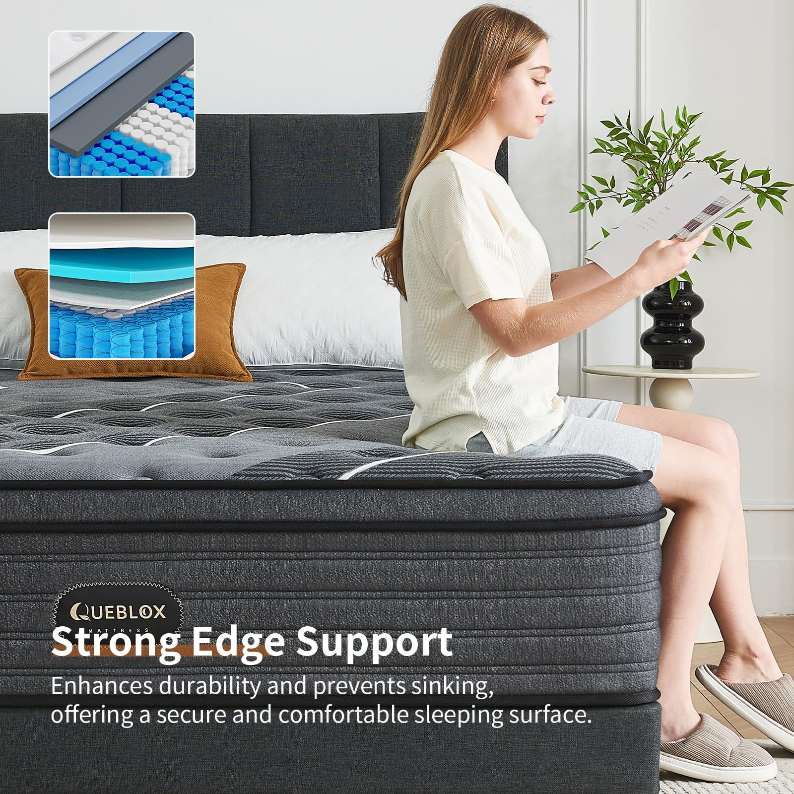 Reinforced edge springs closeup for edge support