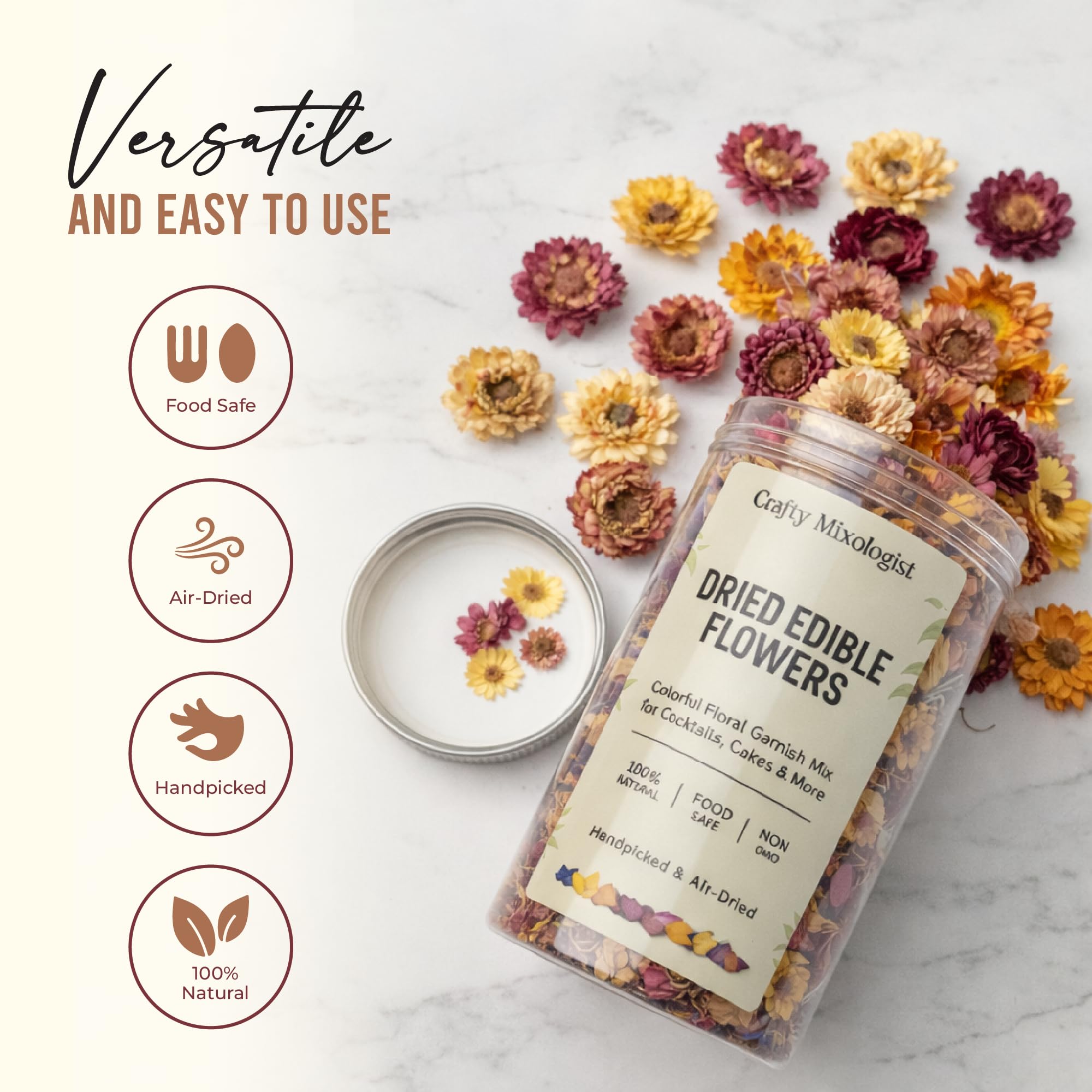 Vibrant edible flowers jar 50g 67pcs