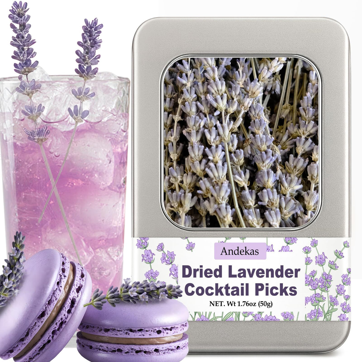 6.69 inch edible lavender sprigs for cocktails and cakes