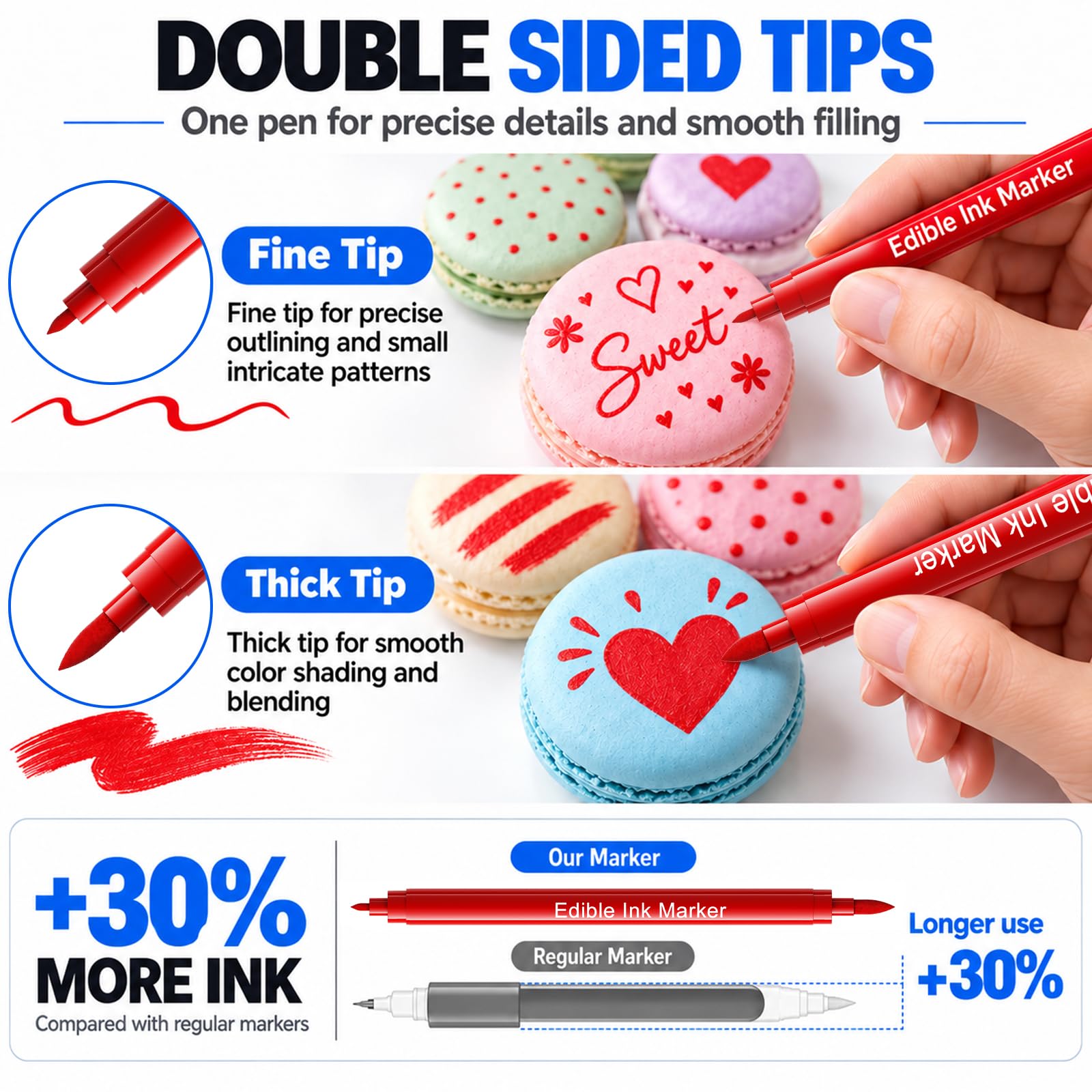 Three black markers included in the 12 pack among color options