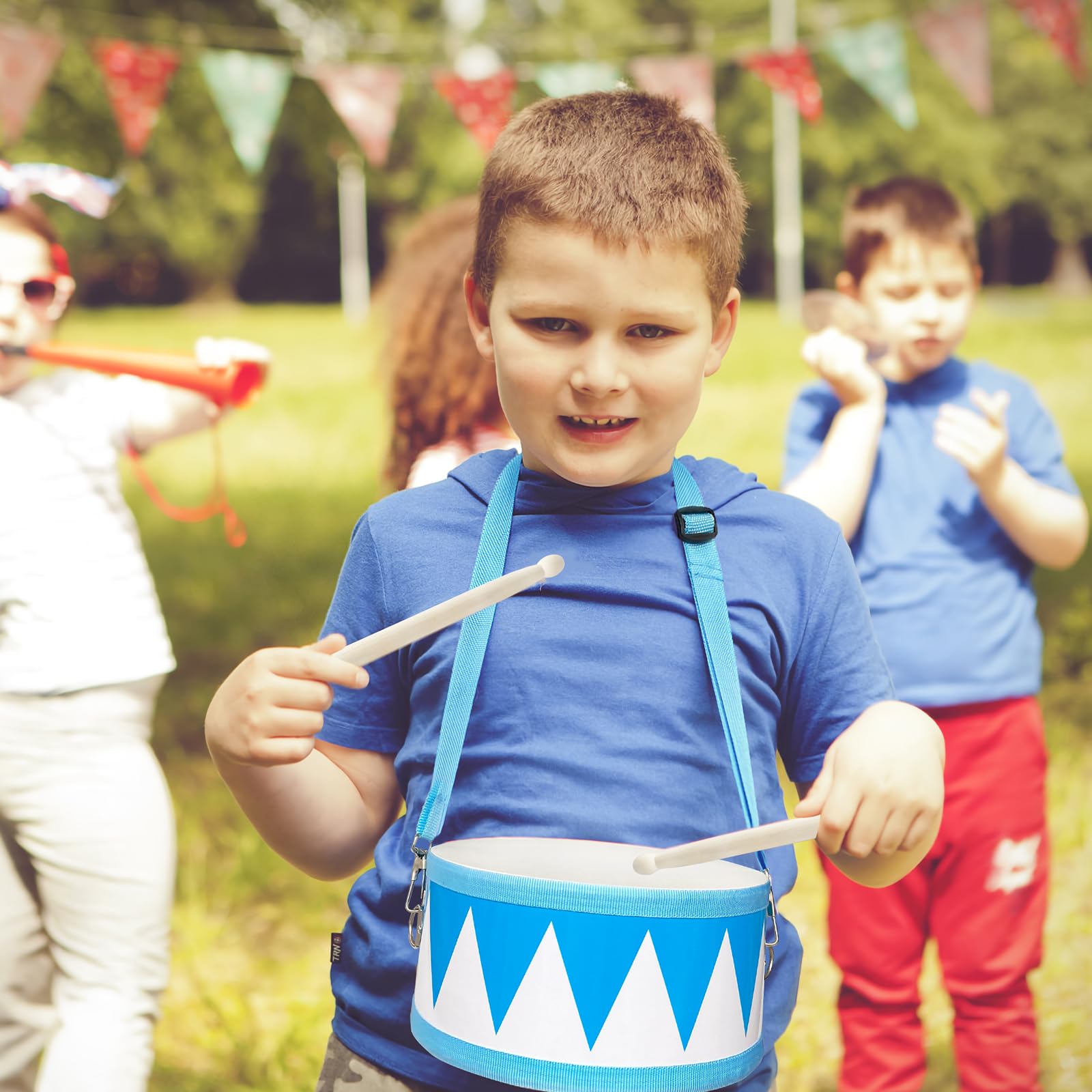 Durable wooden drum toy safe edges for kids