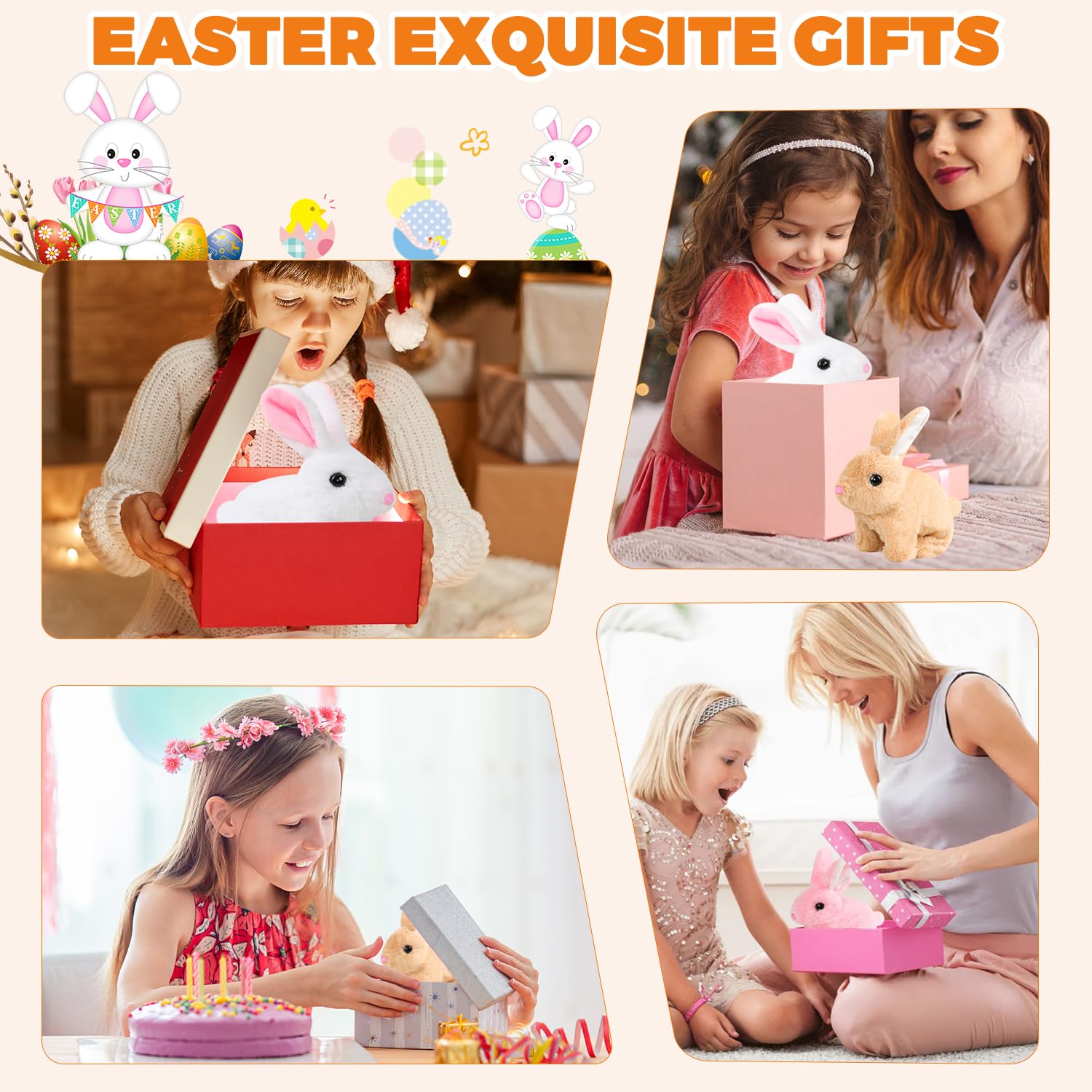 Battery powered walking bunny toy requires 2 AA batteries (not included)