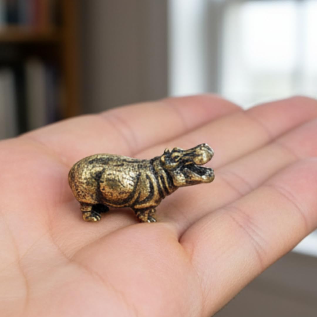 Edysons hippopotamus brass figurine width 1 cm
