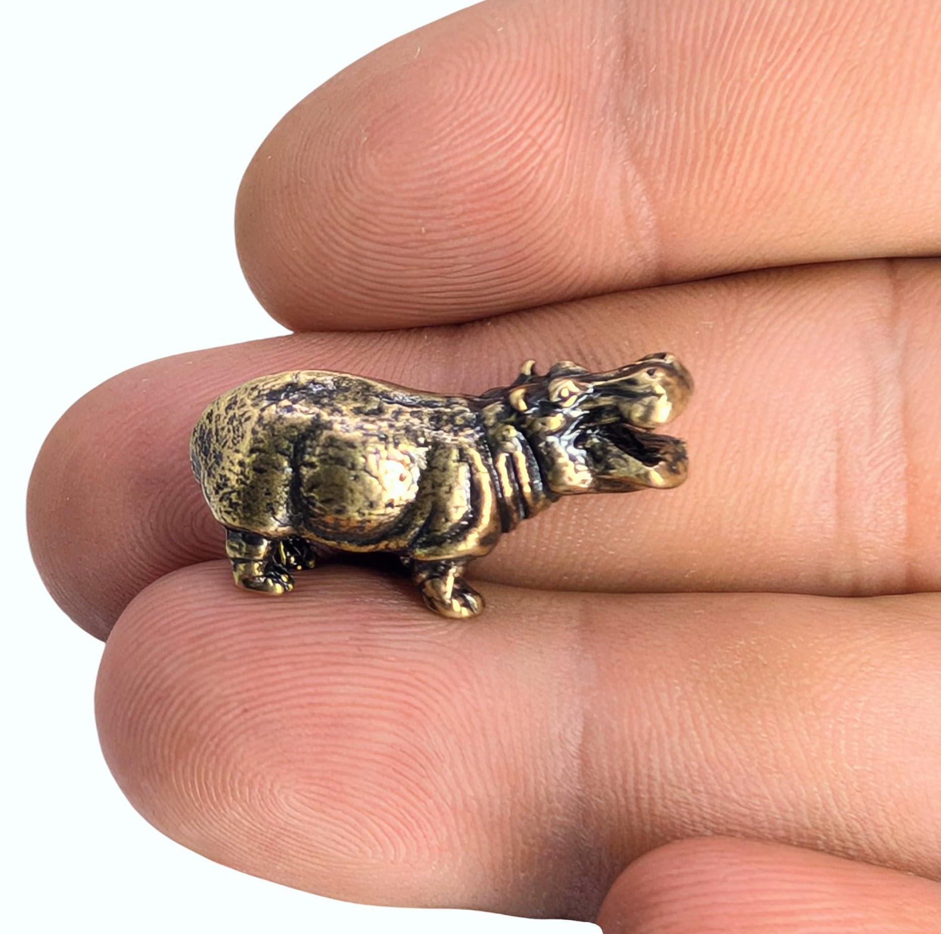 Symbolic hippo brass figurine representing love and unity