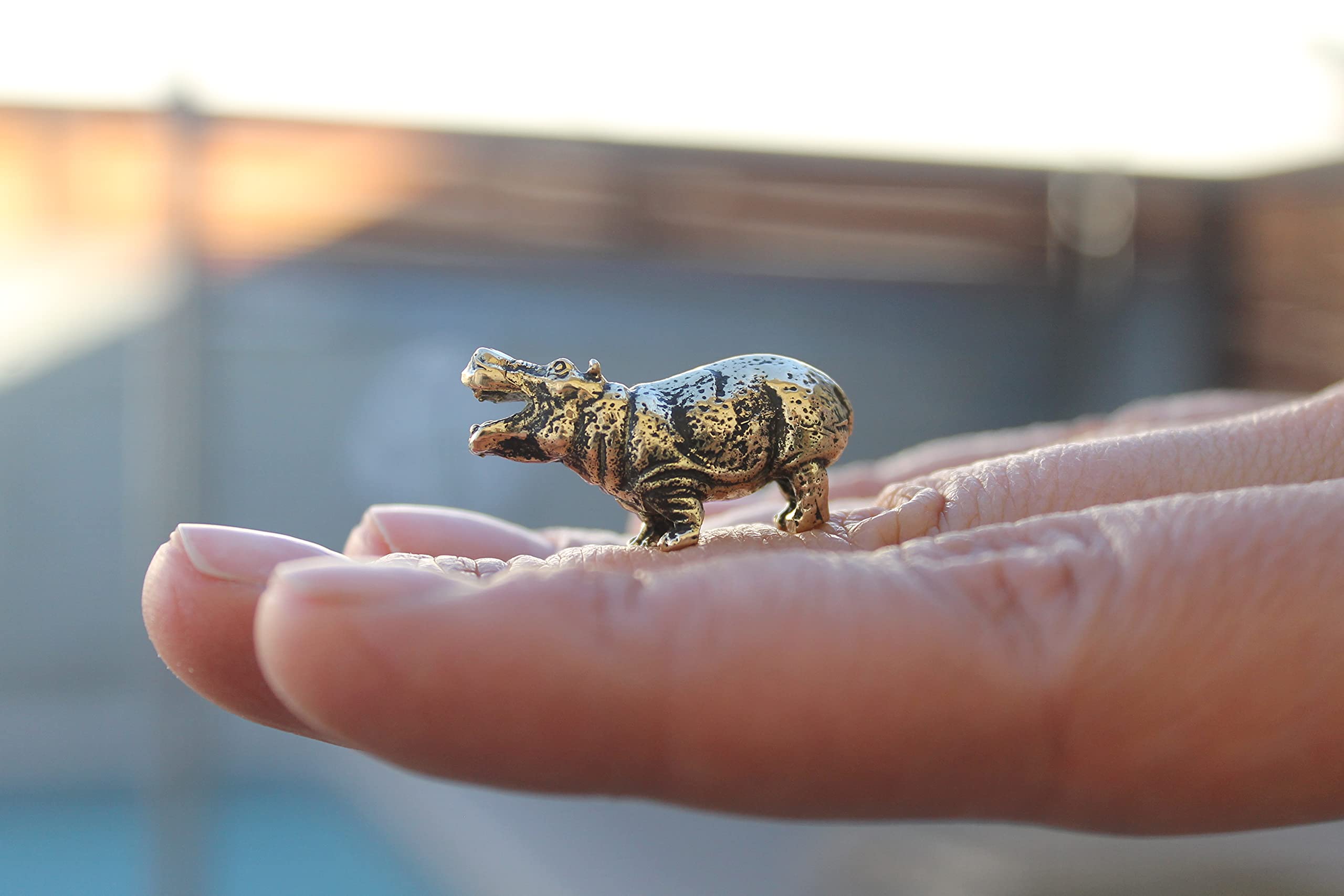Handmade in USA Edysons hippo brass figurine