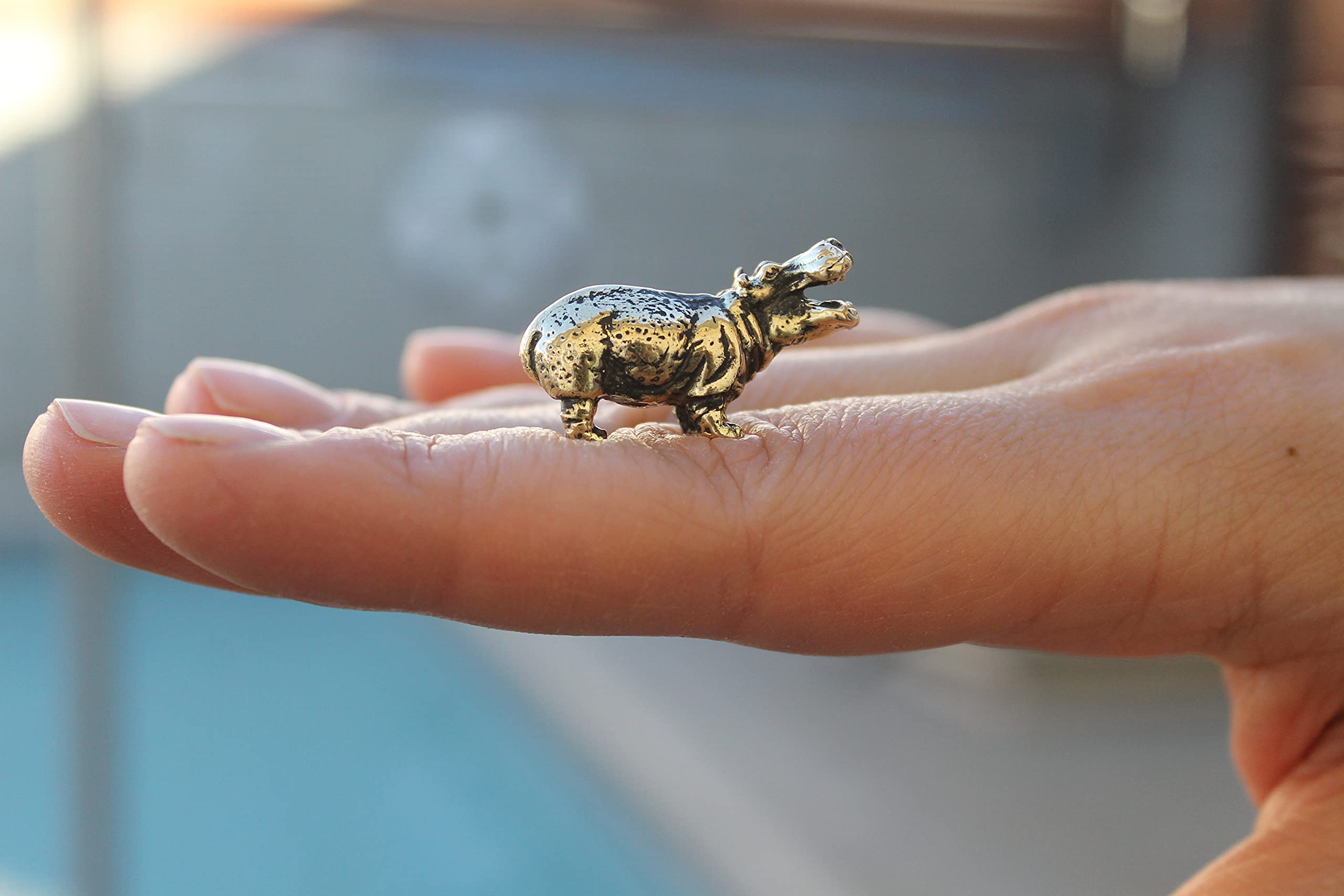 Edysons hippo brass figurine compact collectible