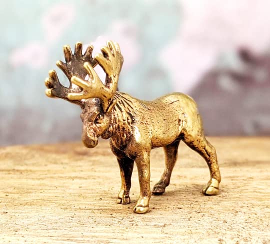 Brass moose sculpture small decorative figurine