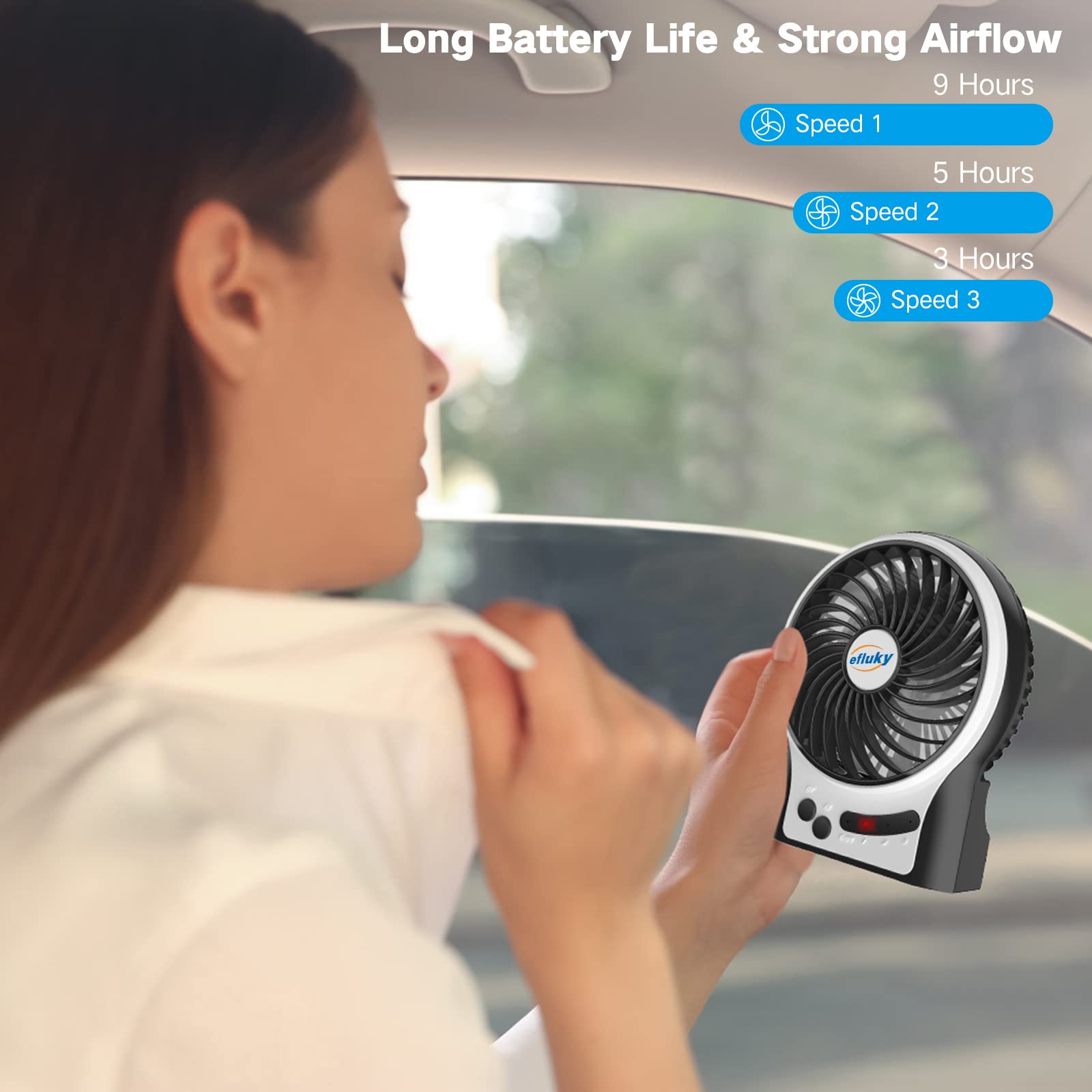 efluky portable desk fan for home office travel