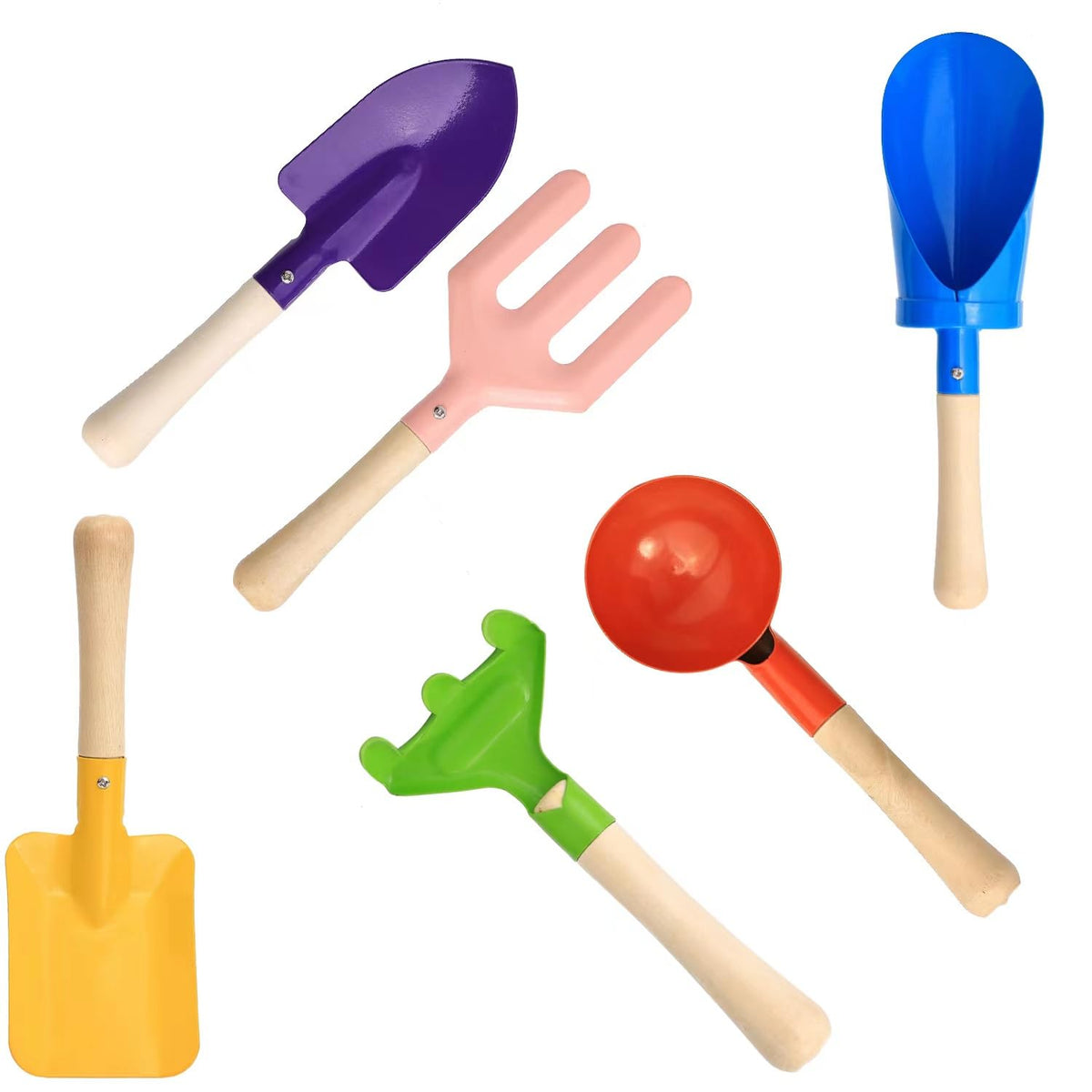 Egashow kids gardening tools cylinder with wooden handle