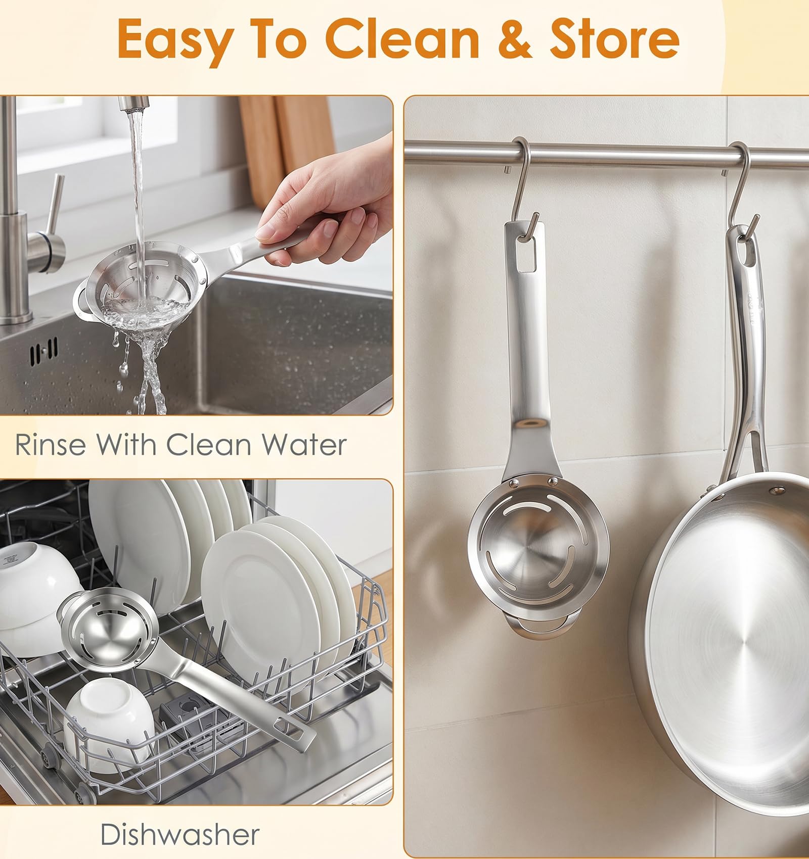 Stainless steel egg yolk separator for baking