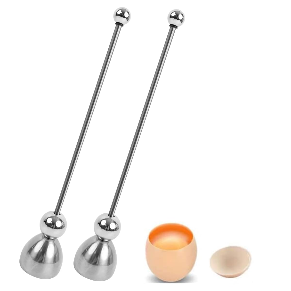 Two piece egg topper set in stainless steel
