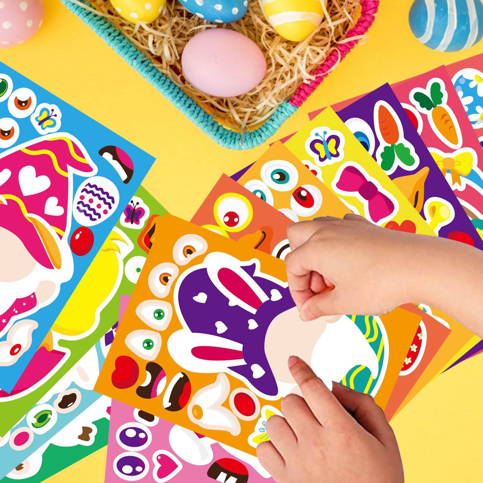 kids Easter craft activity with stickers