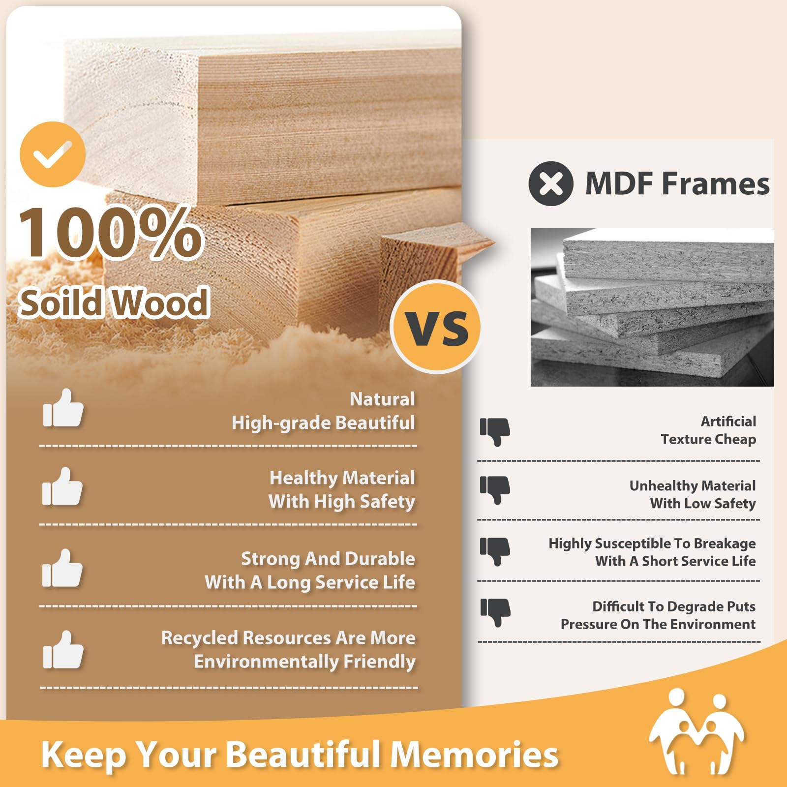 Natural wood 8x8 frame without mat