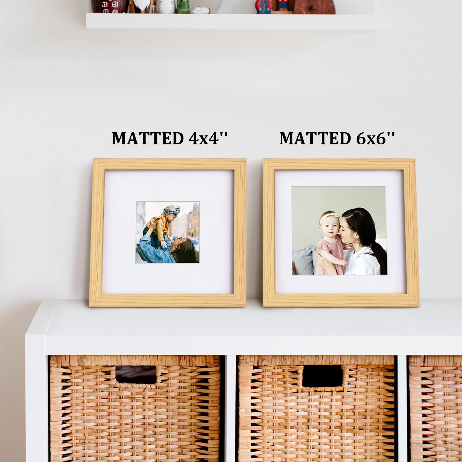 Frame with built-in wall hanger for portrait or landscape orientation