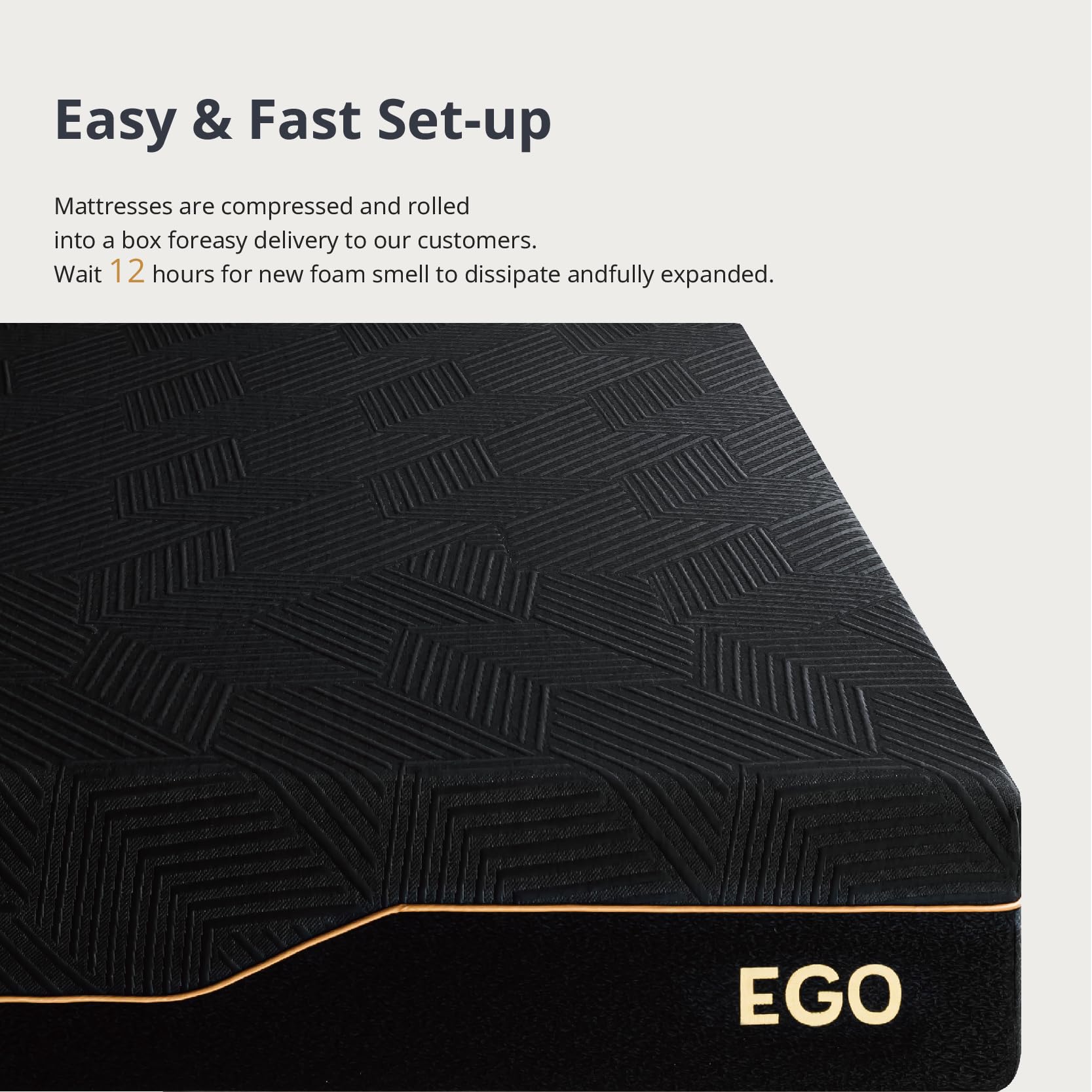 CertiPUR-US certified foam label on EGOHOME memory foam mattress