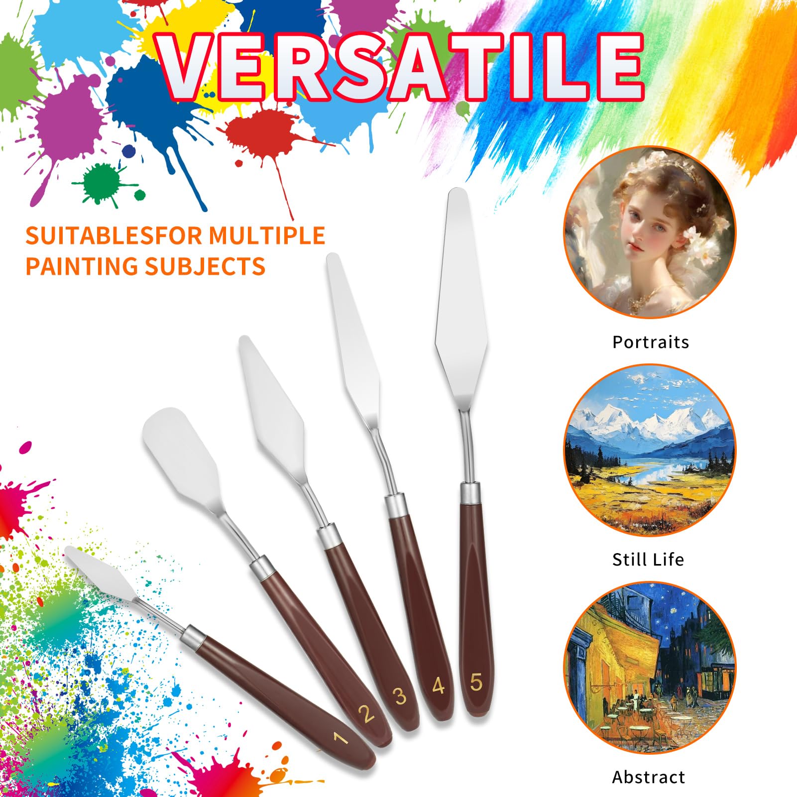 Professional and beginner palette knives for oil and acrylic