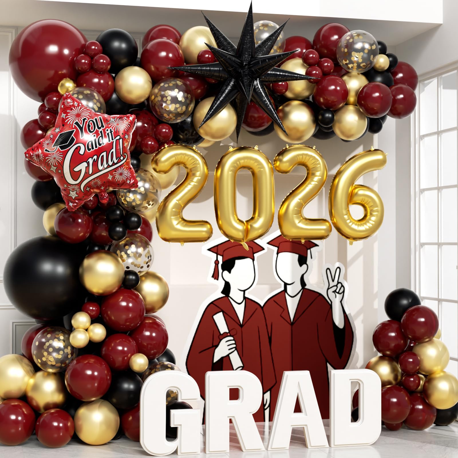 EHOIHEI balloon arch kit 2026 maroon color scheme