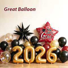 Gold balloons and foil accents included in kit