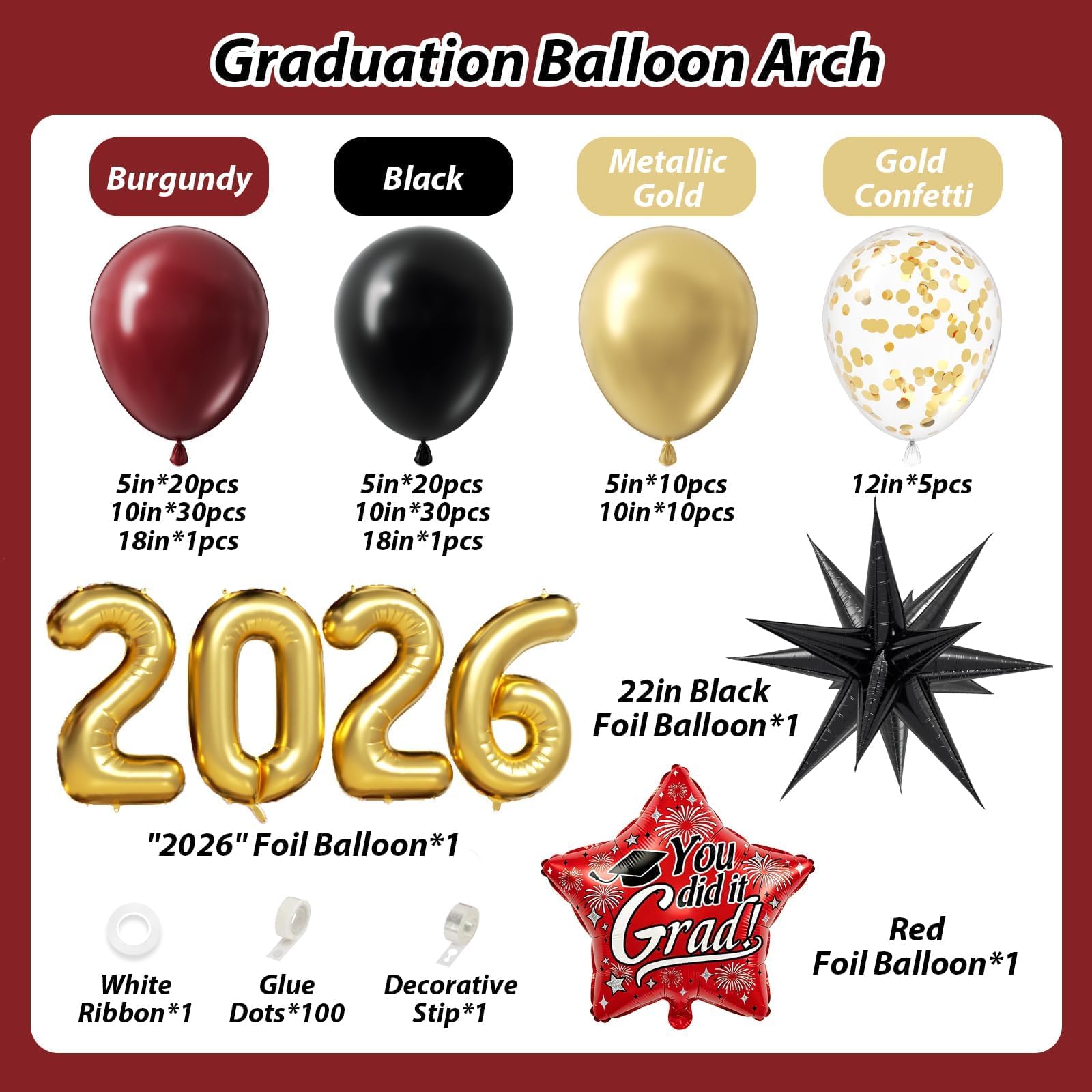 Maroon balloons included in EHOIHEI kit