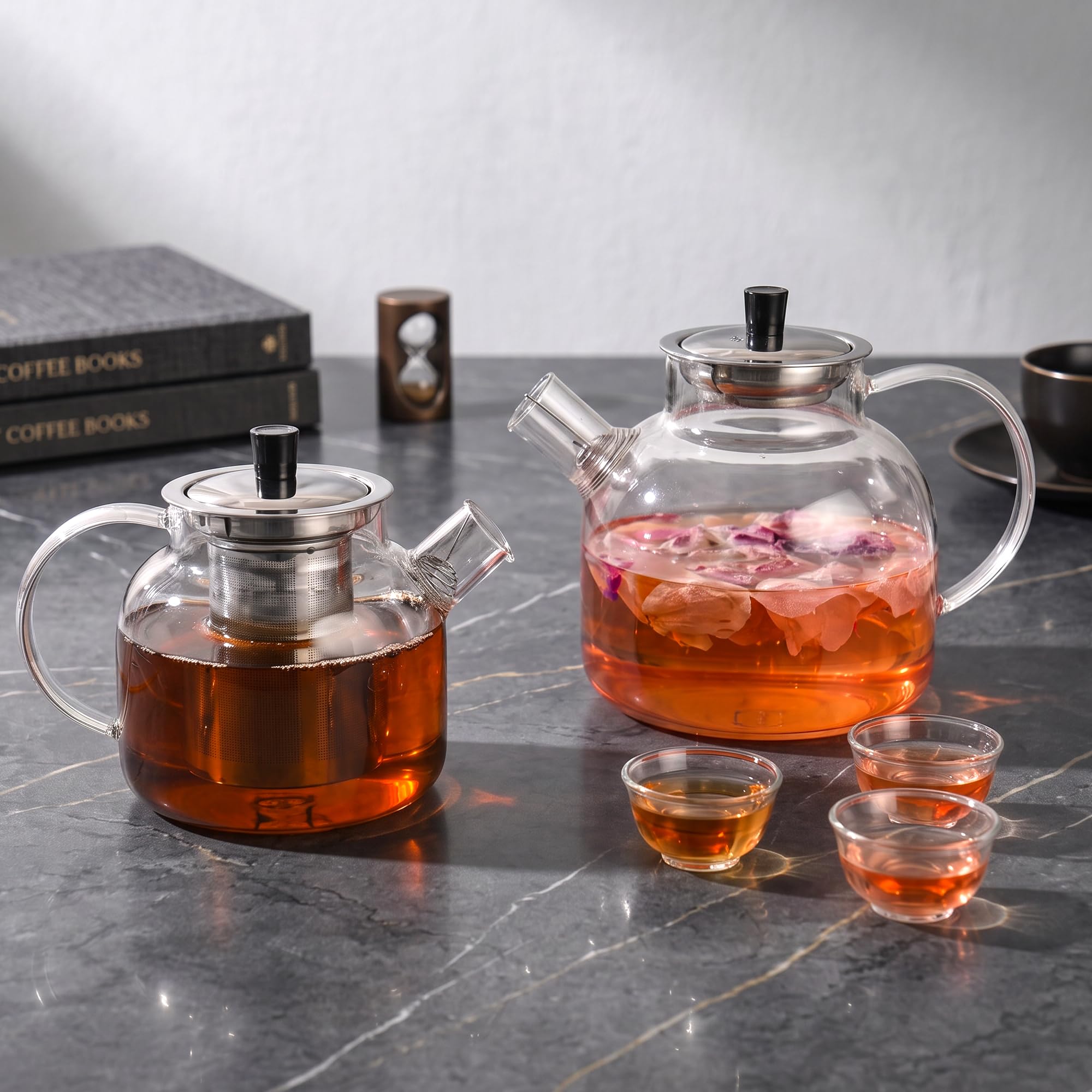 304 stainless steel infuser in glass teapot