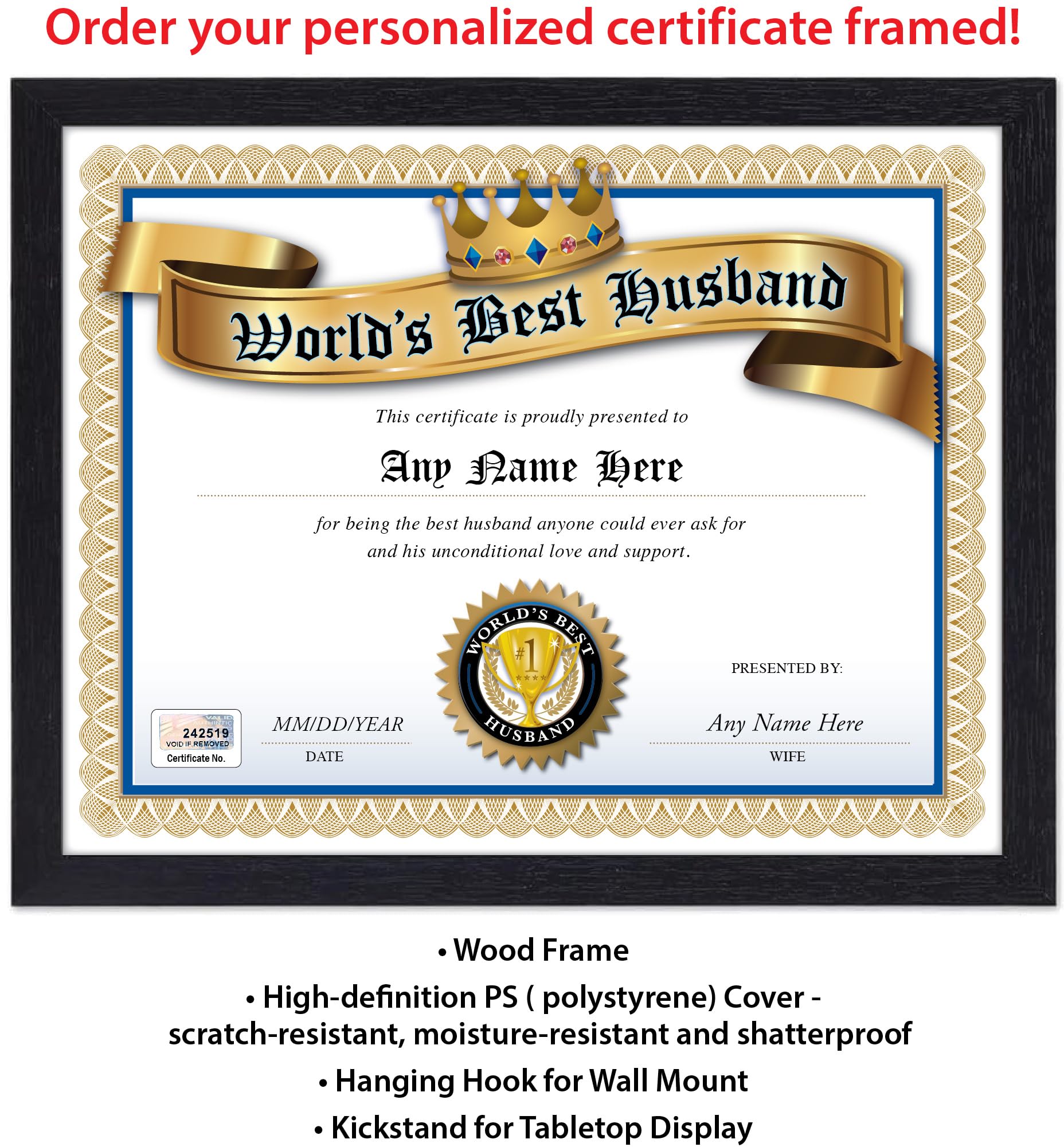 Individually numbered personalized diploma