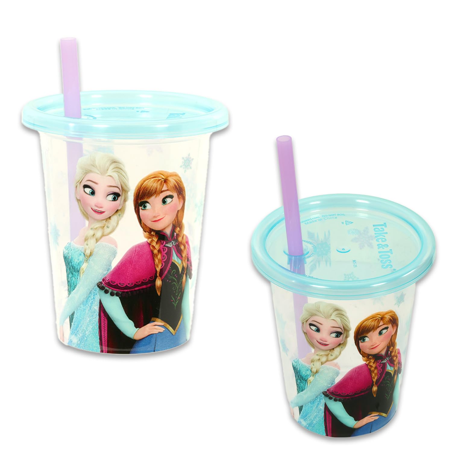 Eight-pack Frozen cups with lids and straws for school and parties