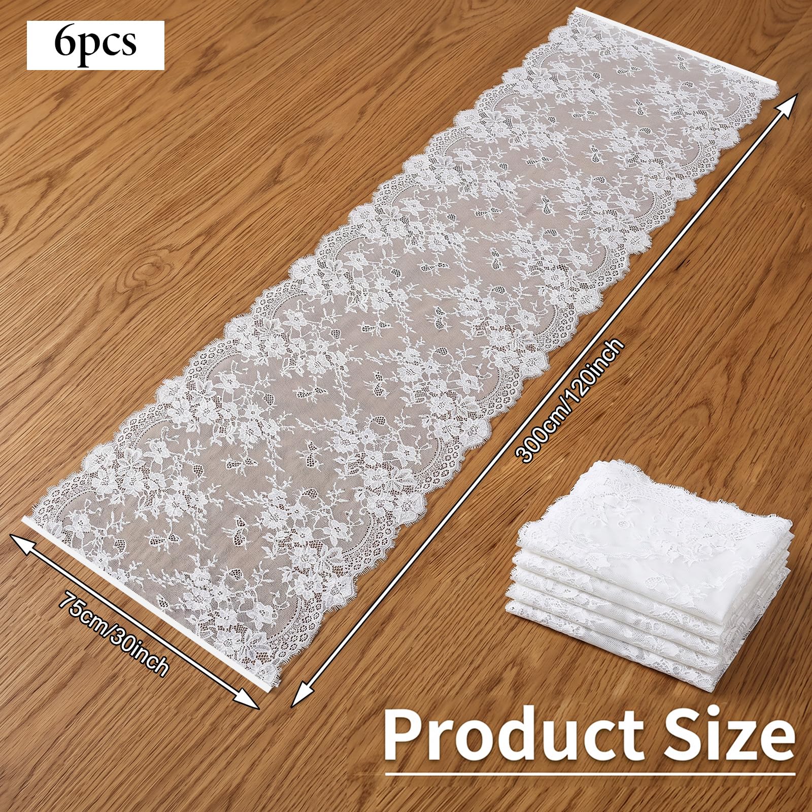 close up of white embroidered lace on table runner