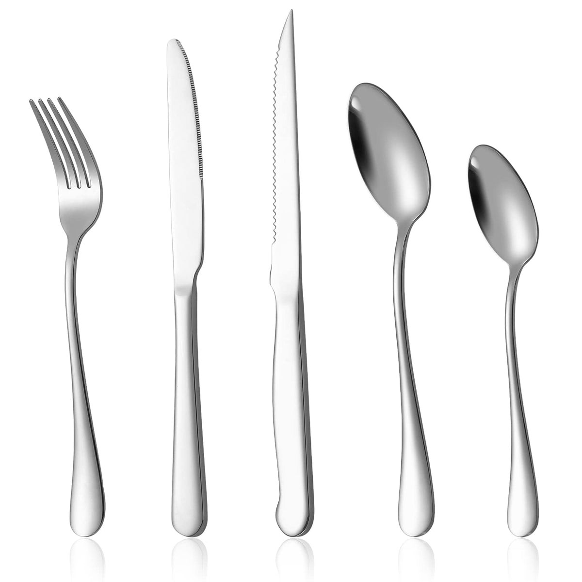 Eisinly 20-Piece Silverware Set Service for 4 steak knives mirror polished